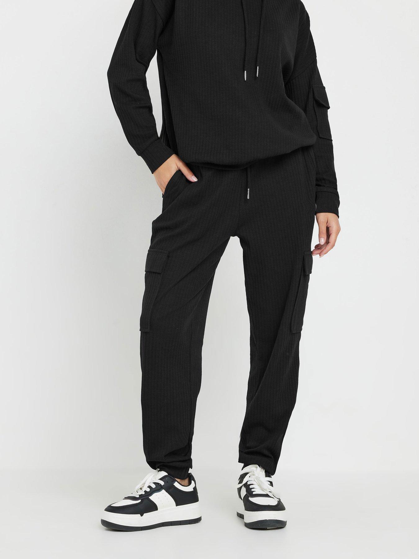 pixiegirl-petite-cargo-ribbed-jogger-black