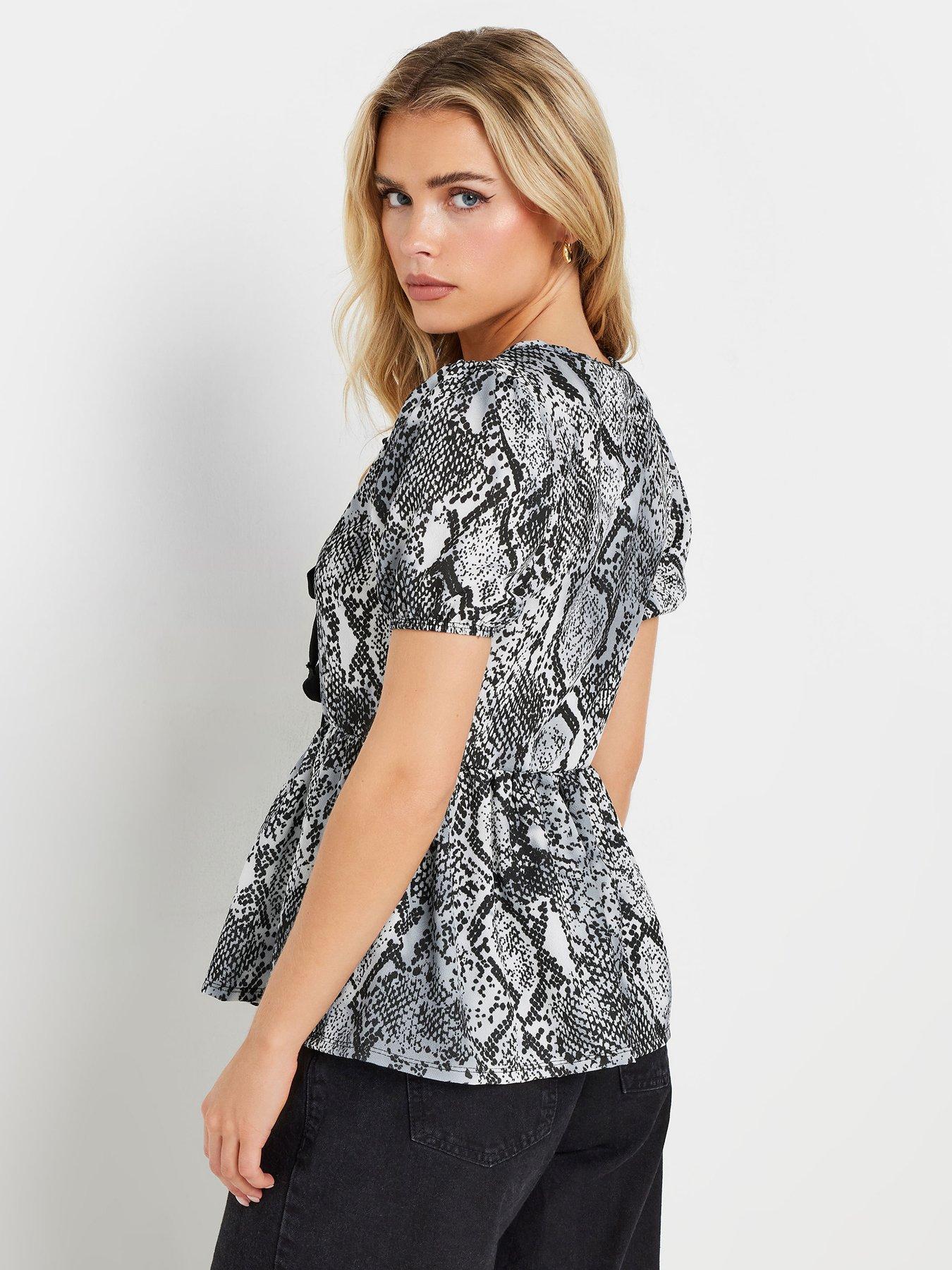 Image 2 of 4 of PixieGirl Petite Snake Bow Top - Grey
