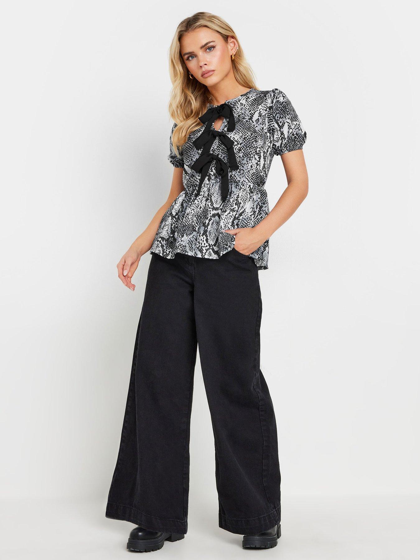 Image 3 of 4 of PixieGirl Petite Snake Bow Top - Grey