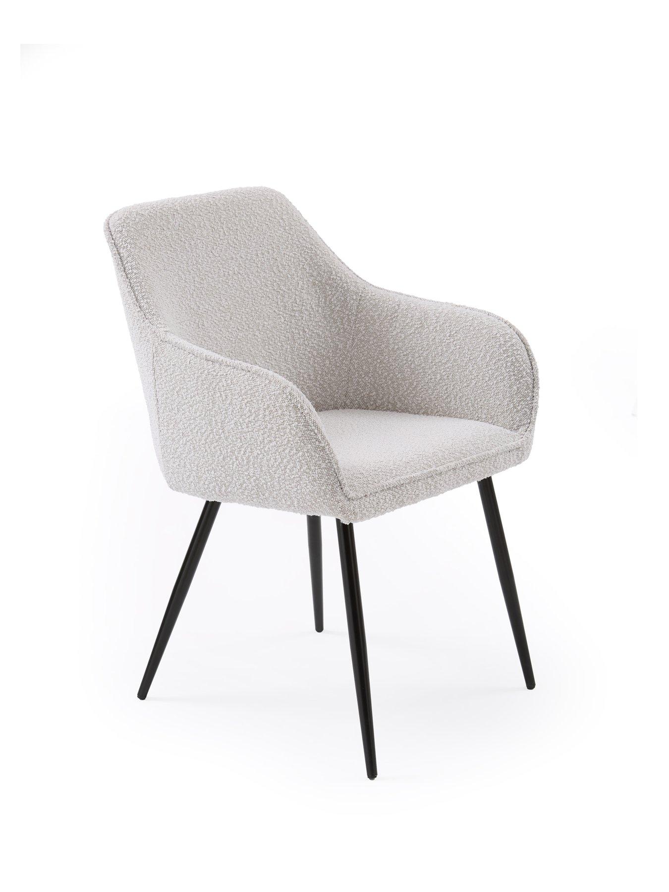  image of very-home-oslo-120nbspcm-round-oakblacknbspdining-table-4-alisha-creamnbspboucle-dining-chairs