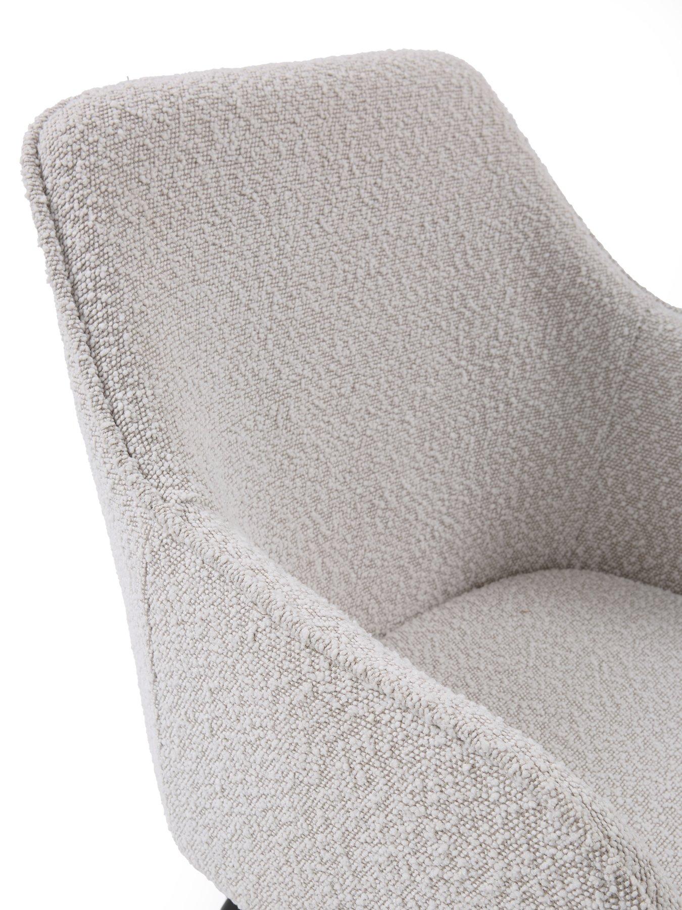 image of very-home-oslo-120nbspcm-round-oakblacknbspdining-table-4-alisha-creamnbspboucle-dining-chairs