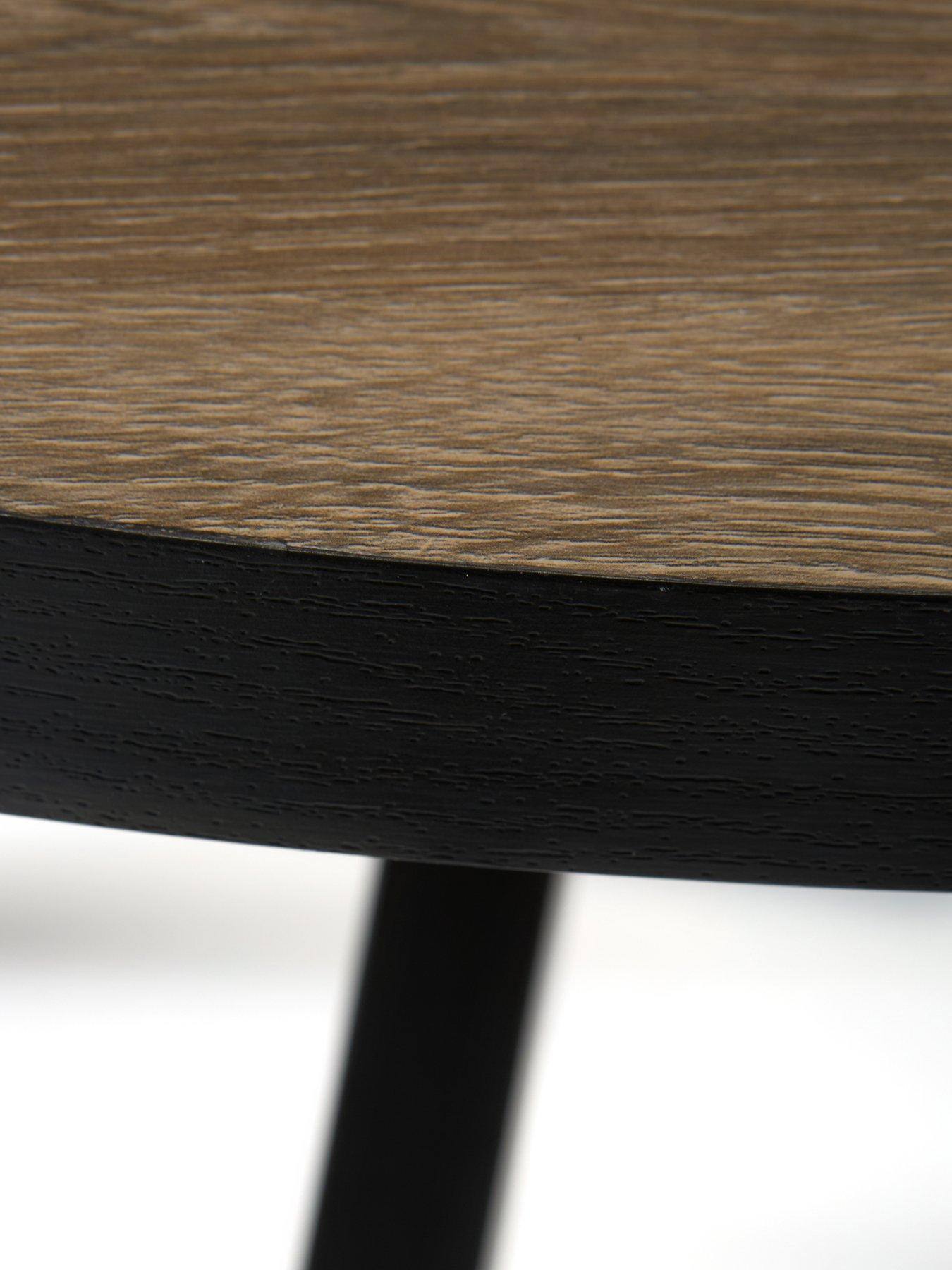  image of very-home-oslo-120nbspcm-round-oakblacknbspdining-table-4-alisha-creamnbspboucle-dining-chairs