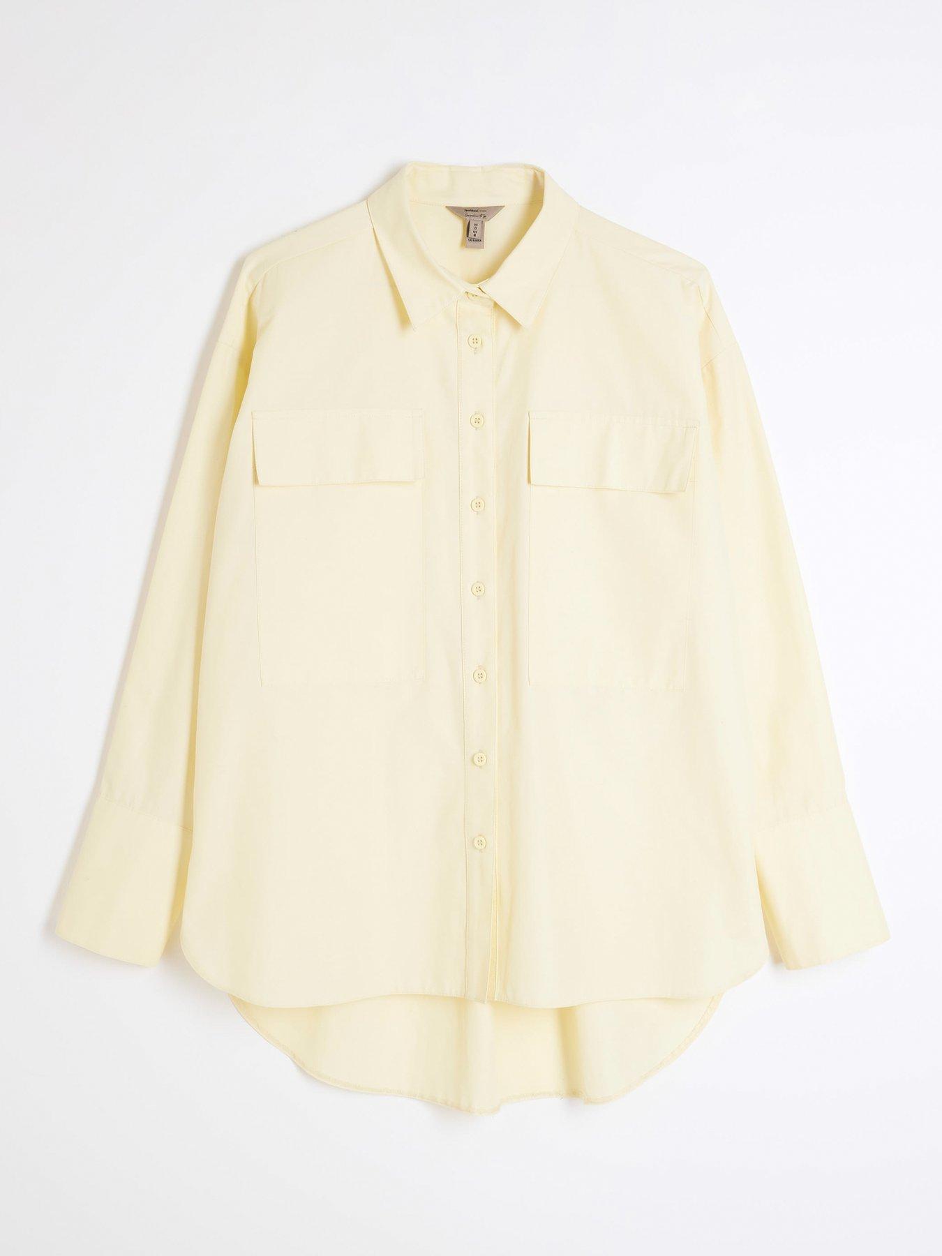  image of river-island-pocket-detail-oversized-shirt-yellow