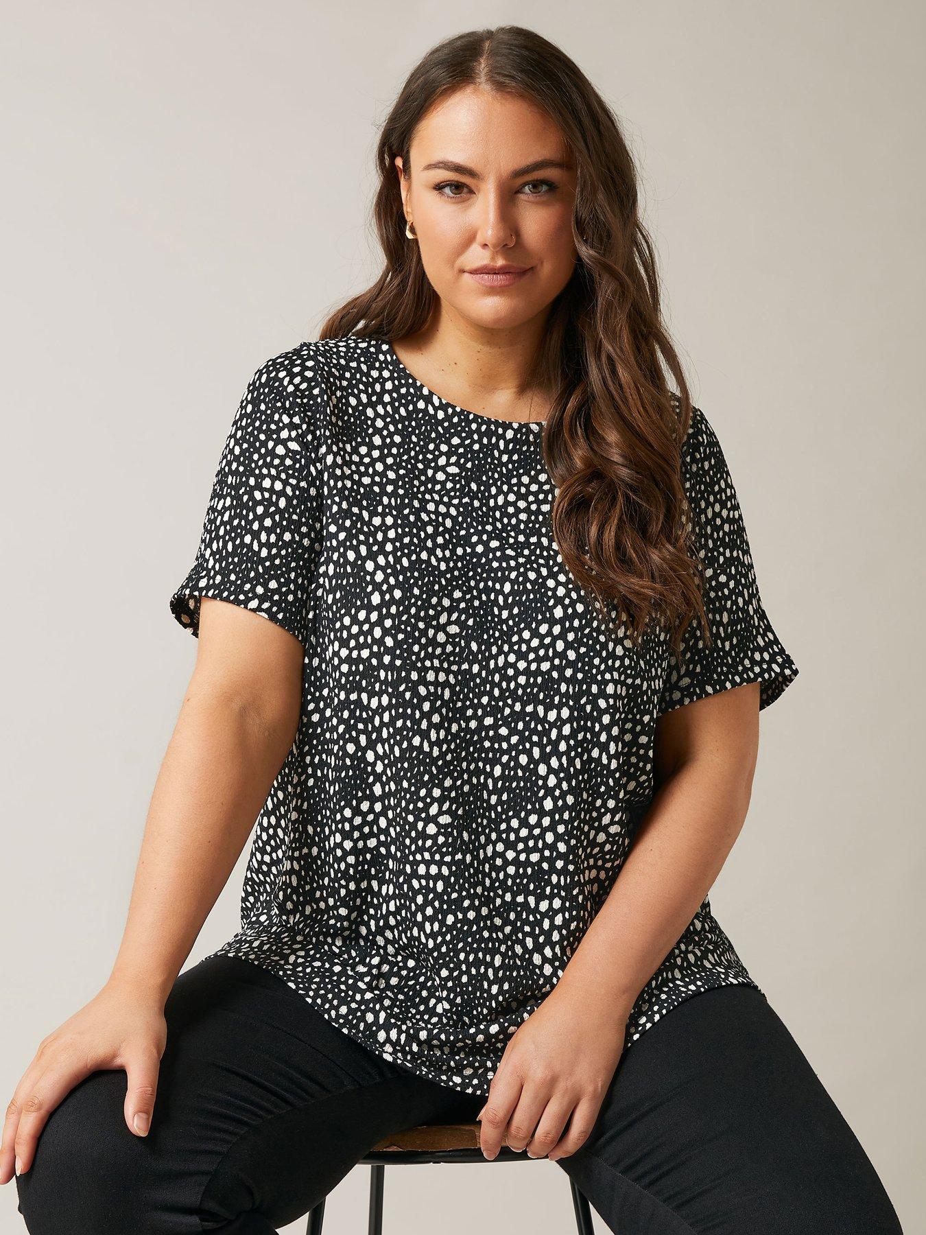 undefined Spot Print Top - Black