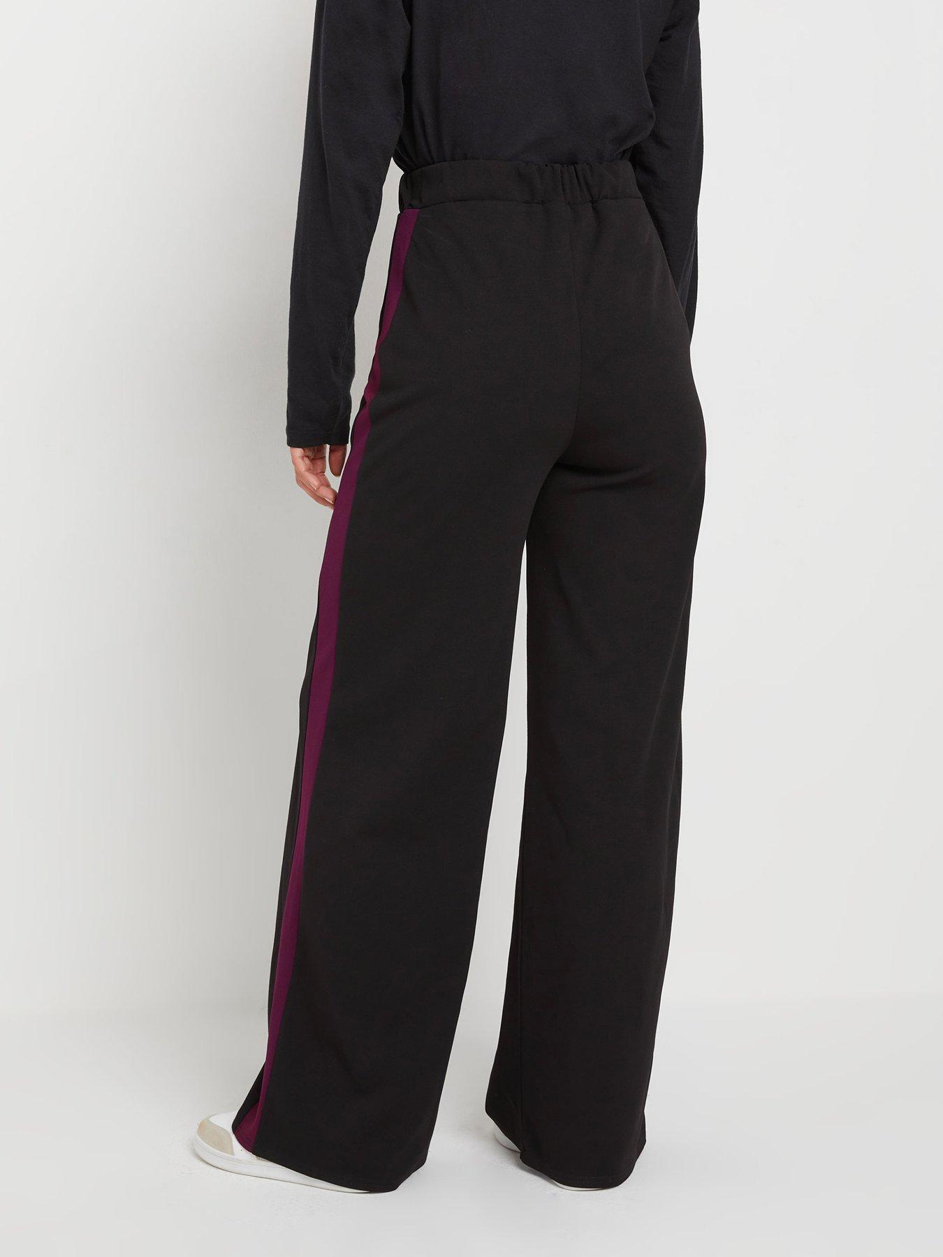 Image 2 of 4 of Long Tall Sally Stripe Wide Leg Trouser 34" - Black