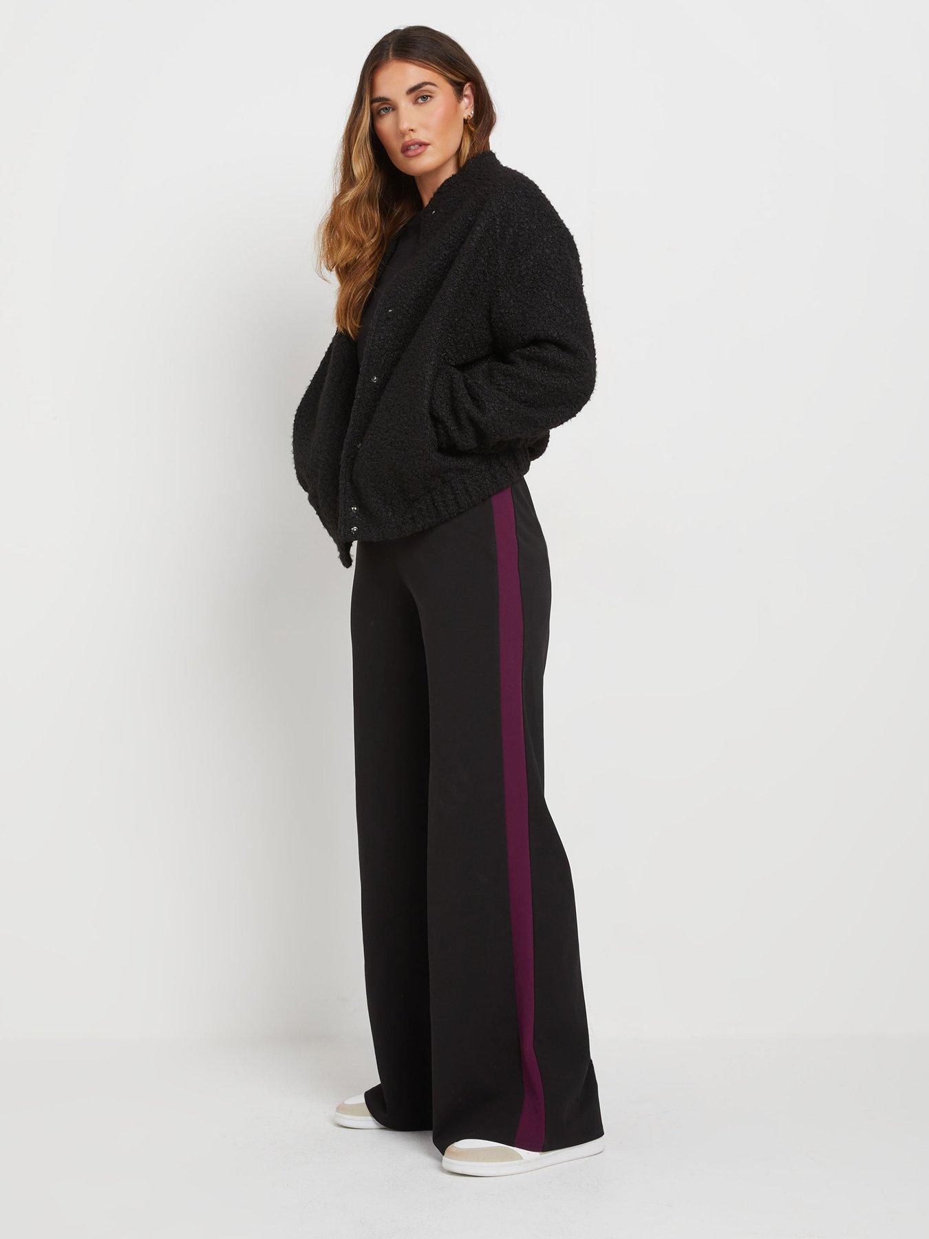 Image 3 of 4 of Long Tall Sally Stripe Wide Leg Trouser 34" - Black