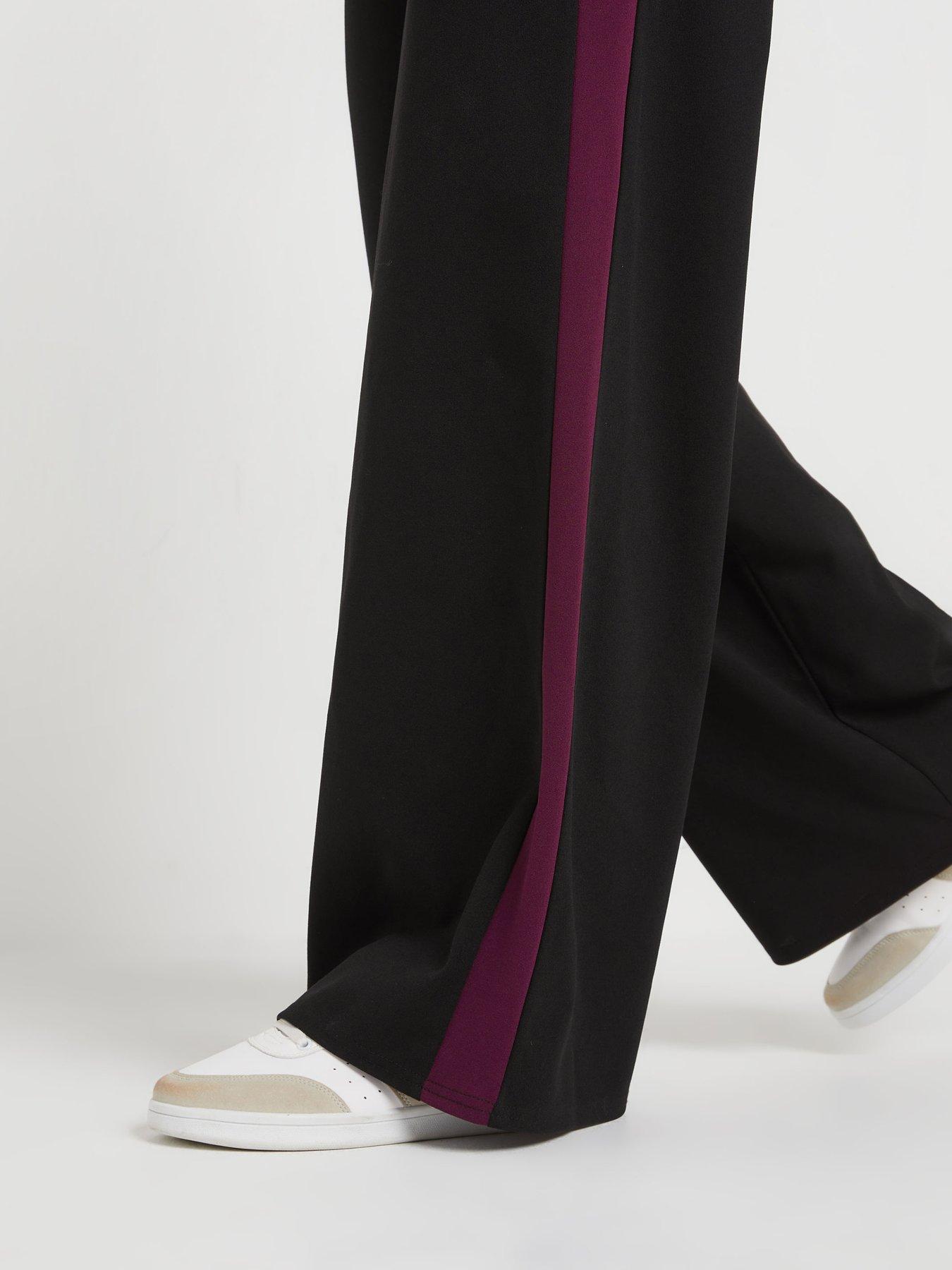 Image 4 of 4 of Long Tall Sally Stripe Wide Leg Trouser 34" - Black