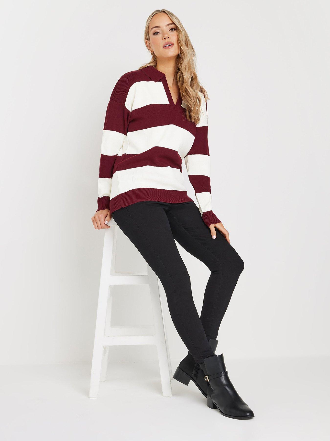  image of long-tall-sally-knitted-polo-top-red