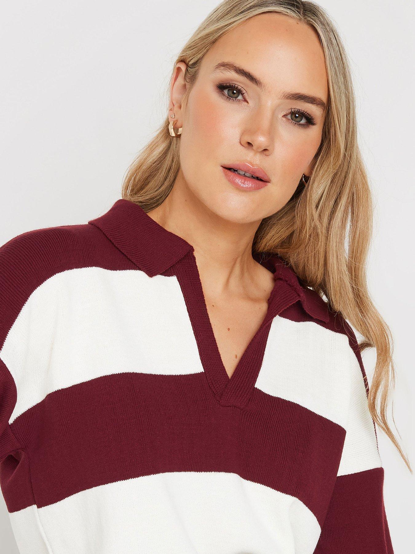  image of long-tall-sally-knitted-polo-top-red