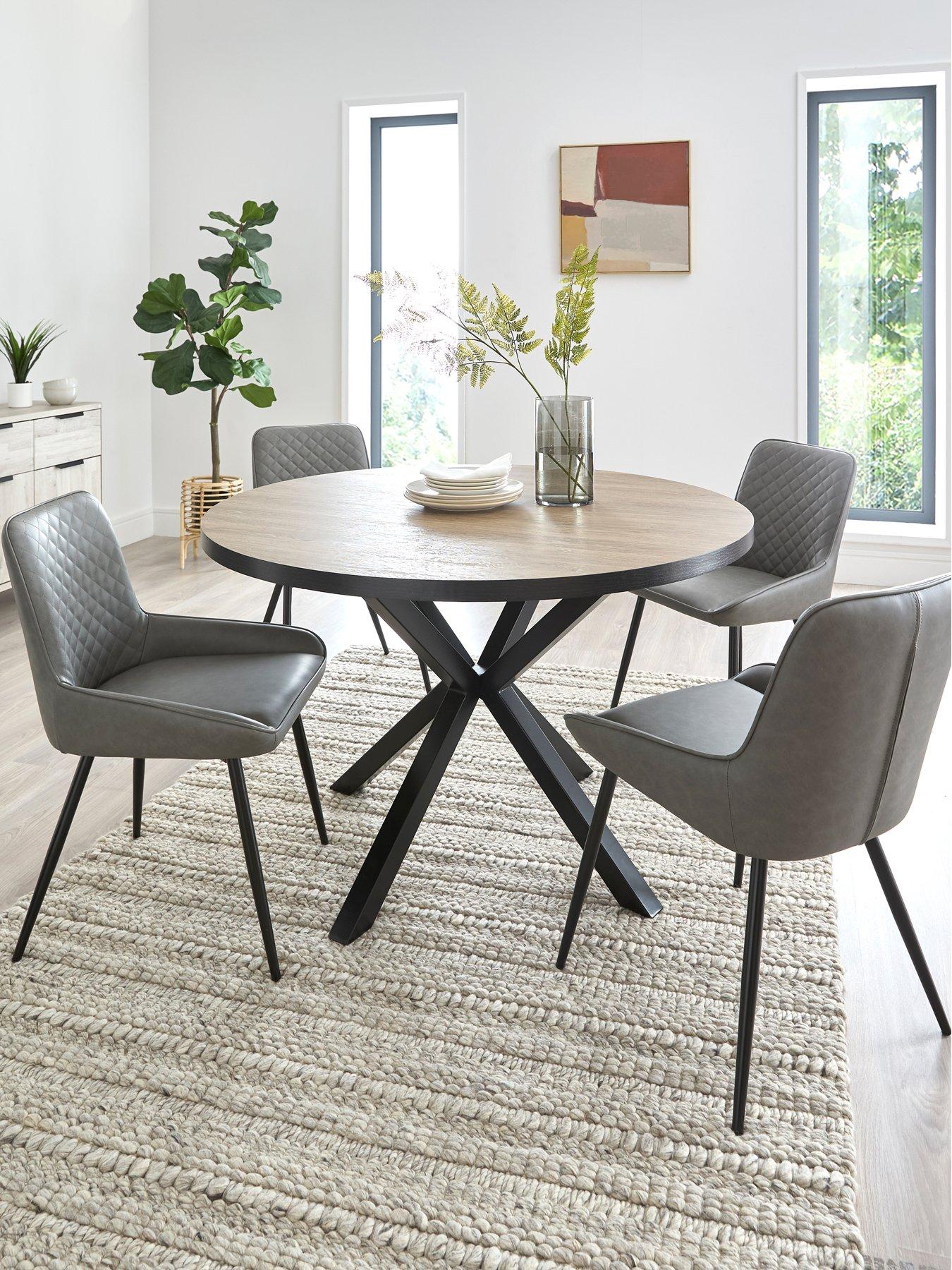 the-very-collection-oslo-120-cm-round-oakblack-dining-table-4-sorena-greynbspdining-chairs