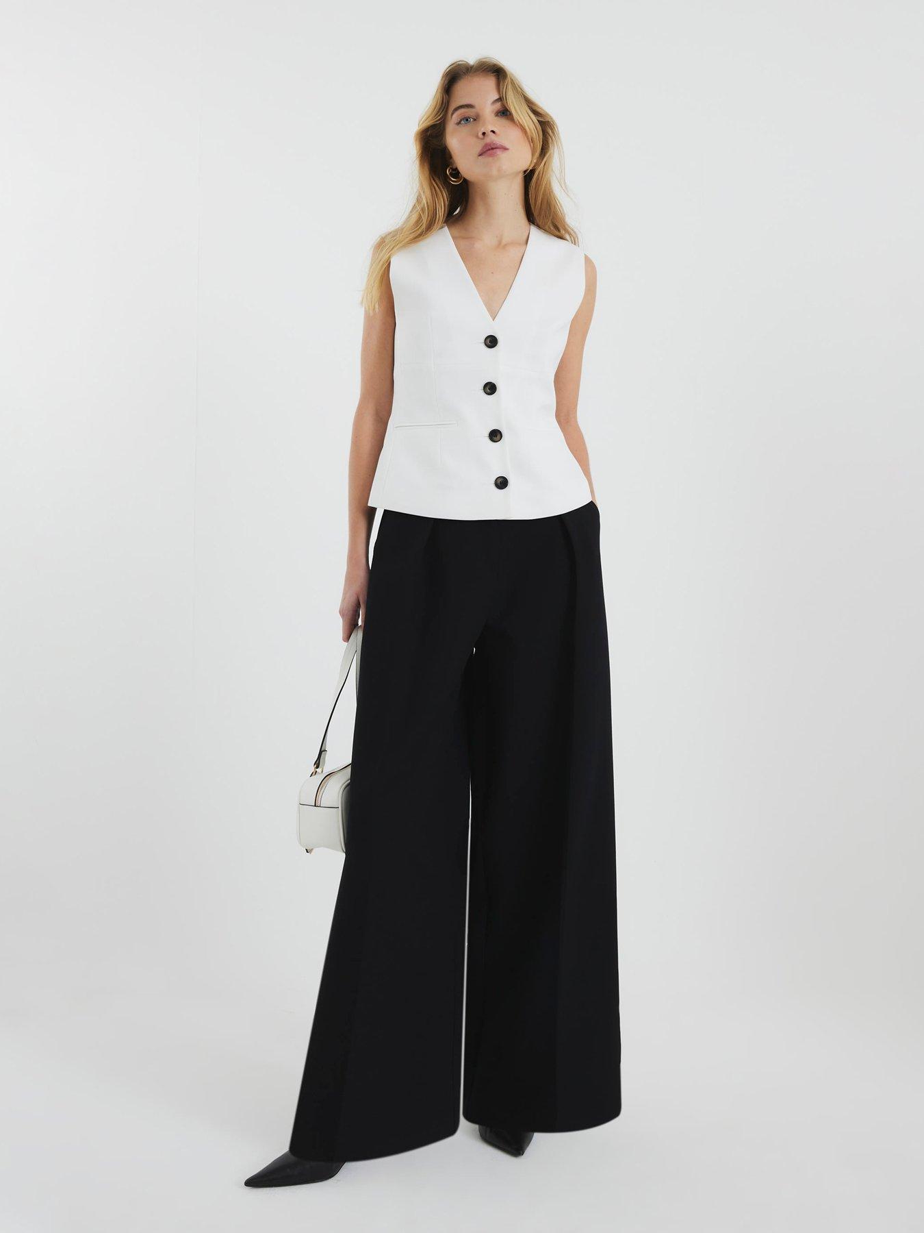 Image 4 of 6 of River Island V Neck Button Front Waistcoat - White