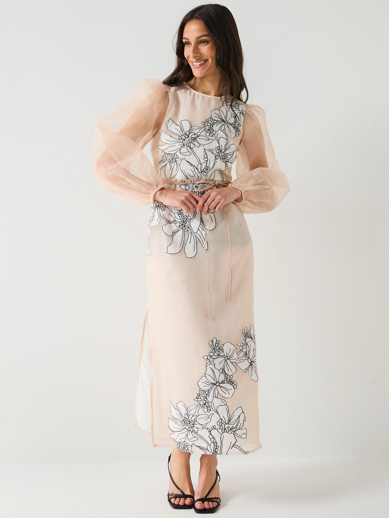 River Island Floral Applique Dress - Pink