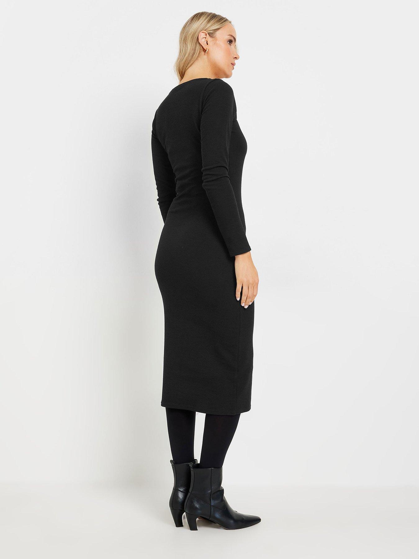 Long Tall Sally Square Neck Bodycon Midi Dress - Black | Littlewoods
