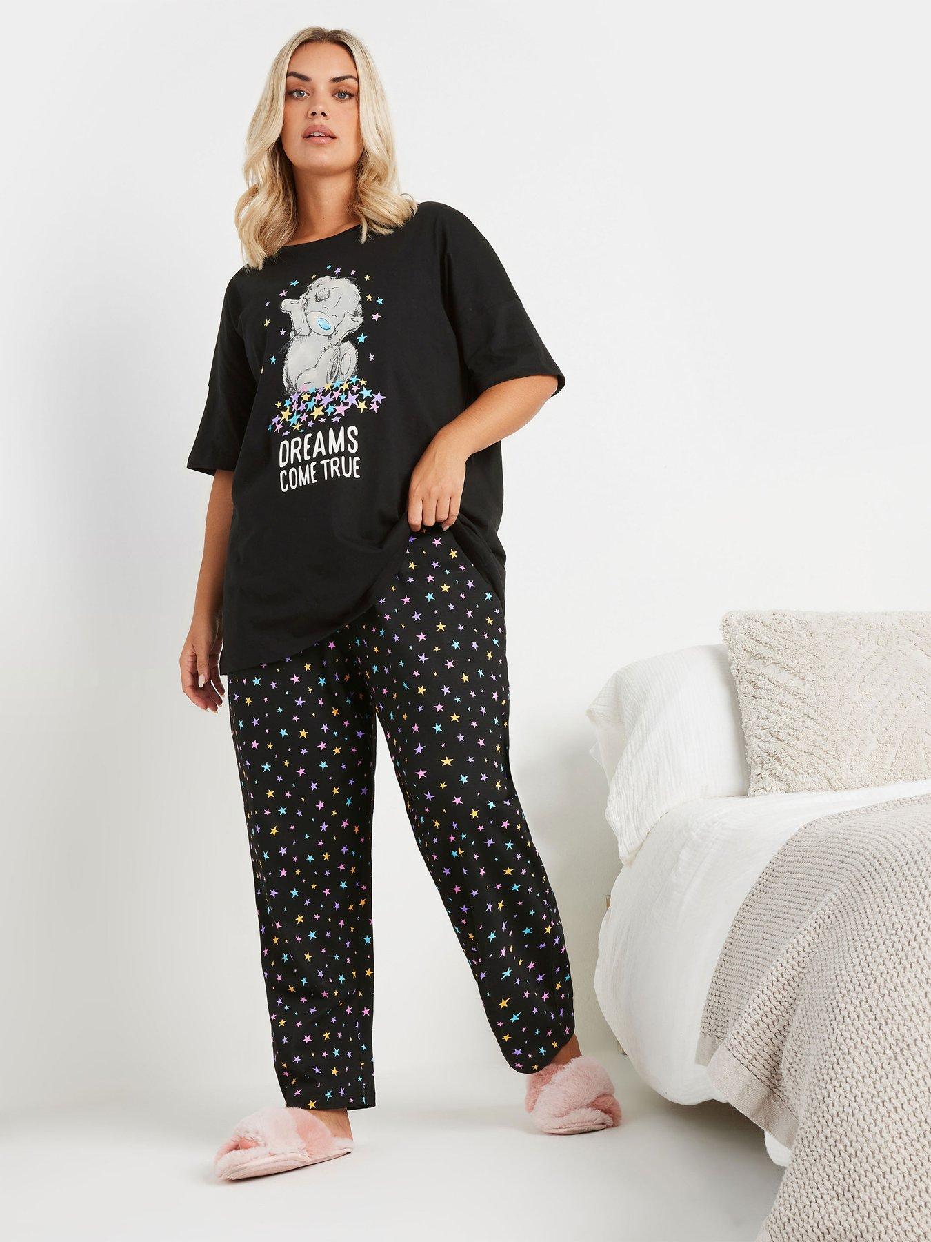  image of yours-curve-dreams-tatty-teddy-pj-set-black