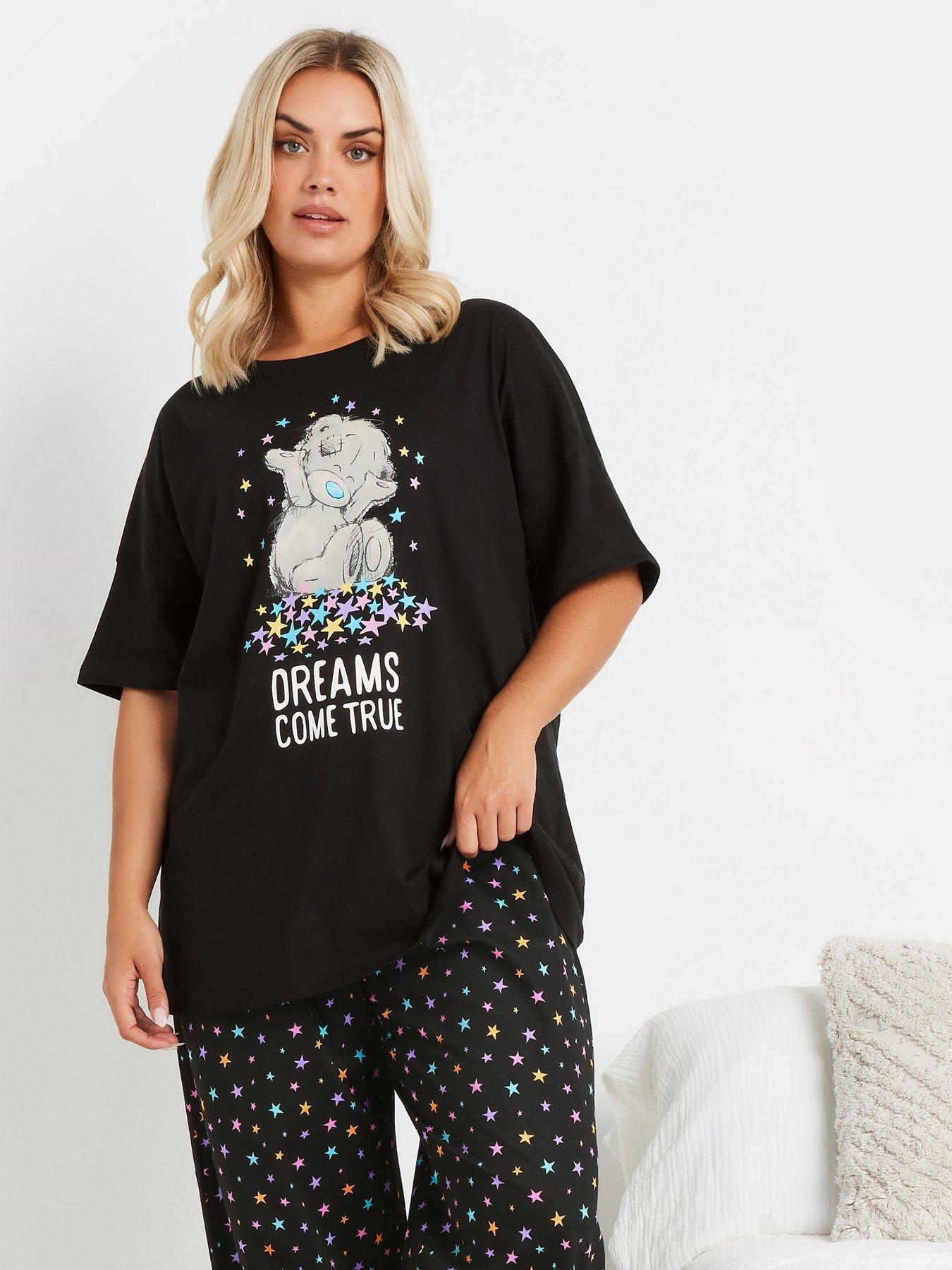  image of yours-curve-dreams-tatty-teddy-pj-set-black