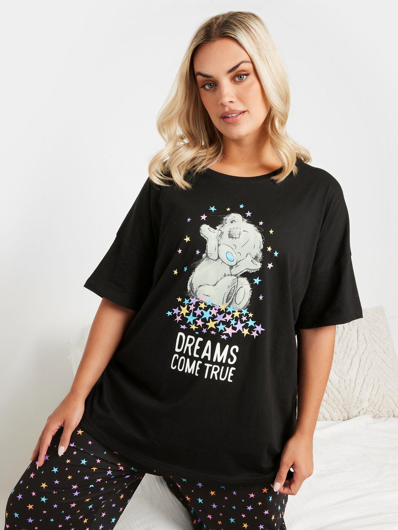  image of yours-curve-dreams-tatty-teddy-pj-set-black