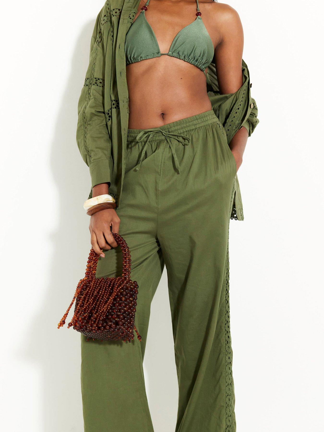 River Island Lace Insert Trousers - Green