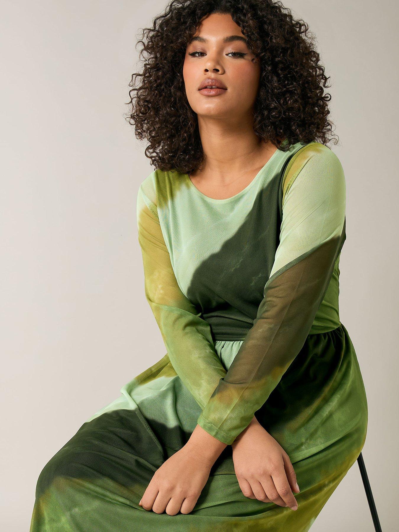  image of evans-smudge-print-mesh-dress