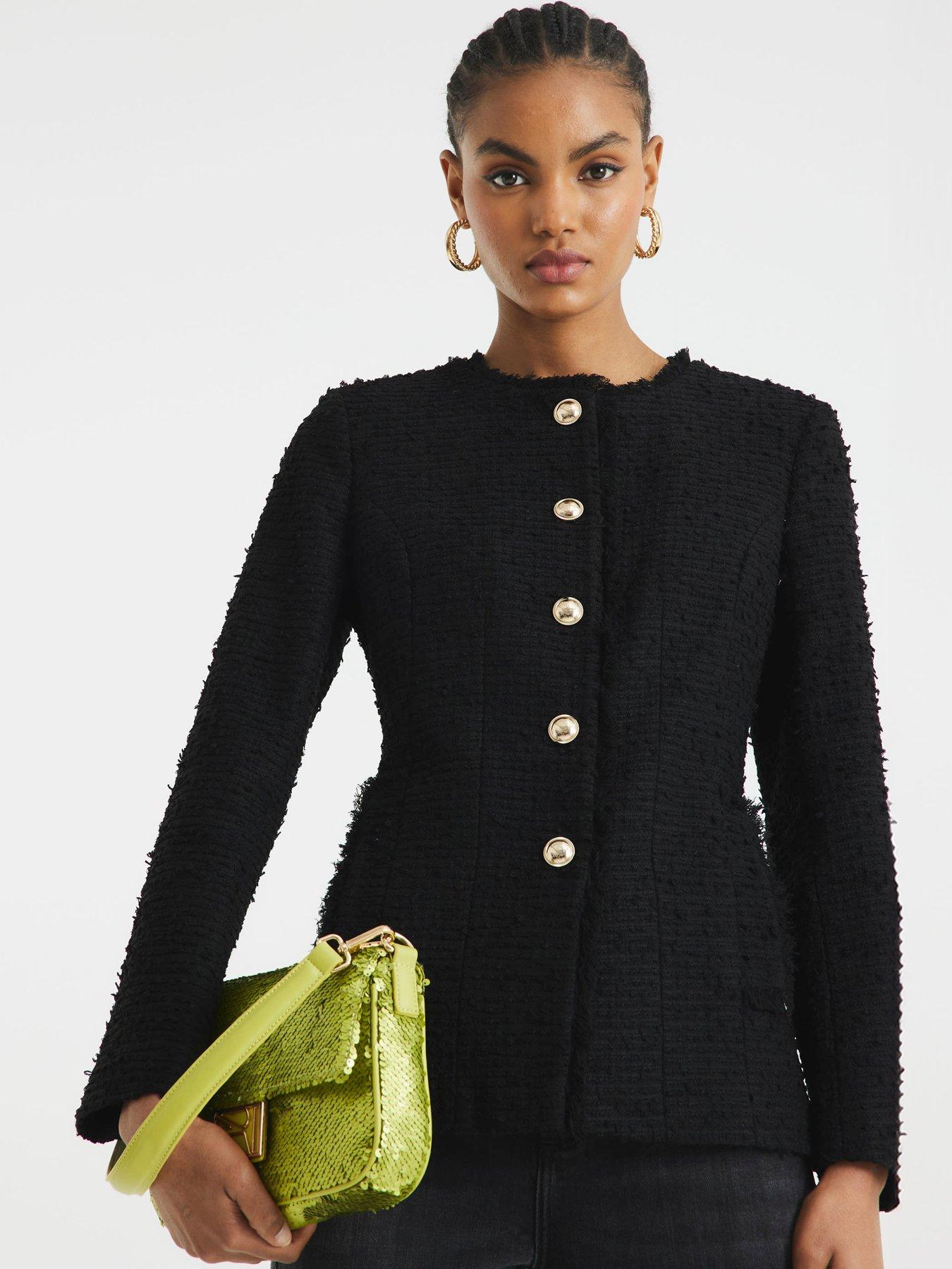 river-island-collarless-boucle-jacket-black