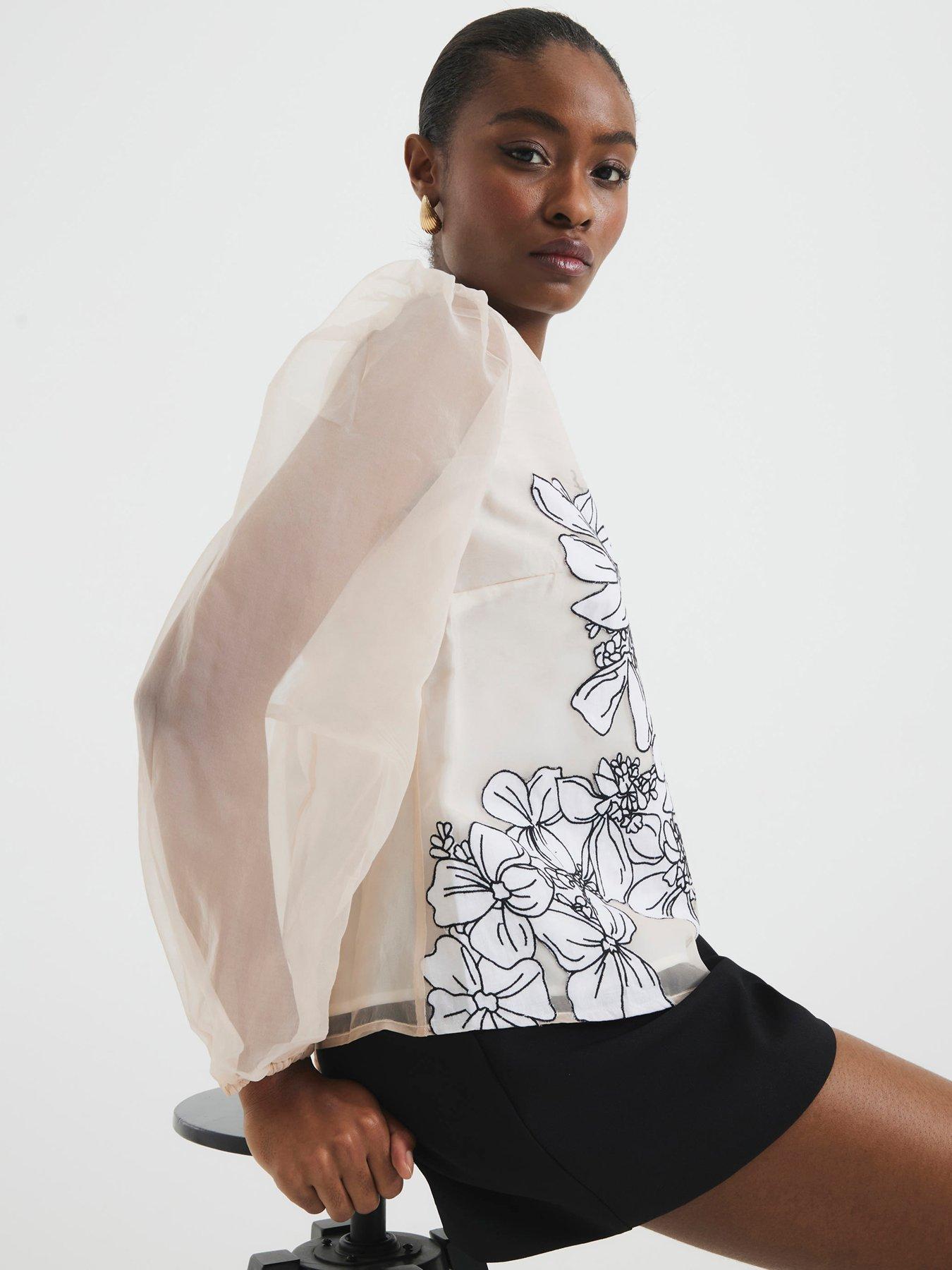 undefined Floral Applique Blouse - Pink