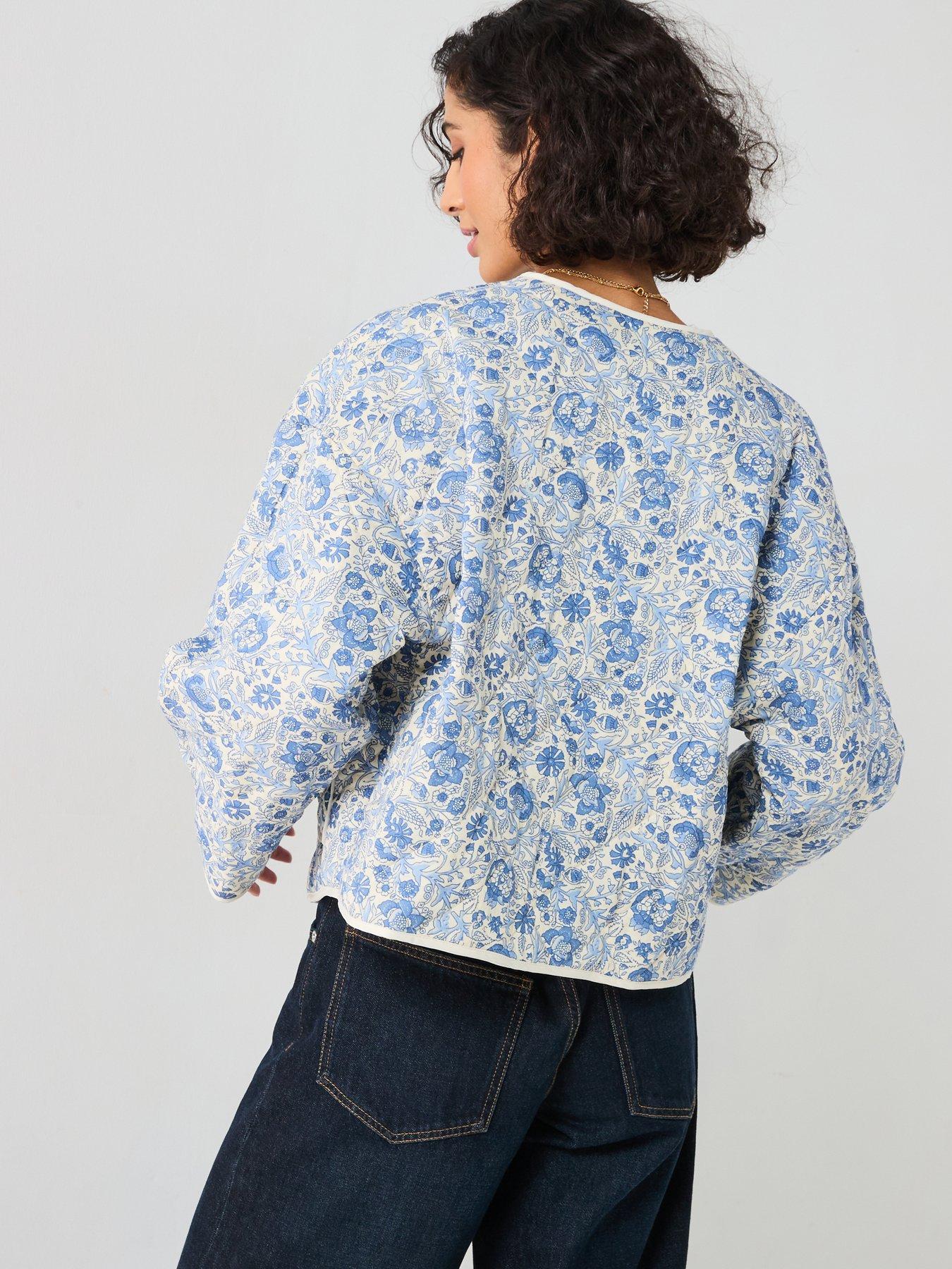  image of river-island-reversible-floralstripe-jacket-blue