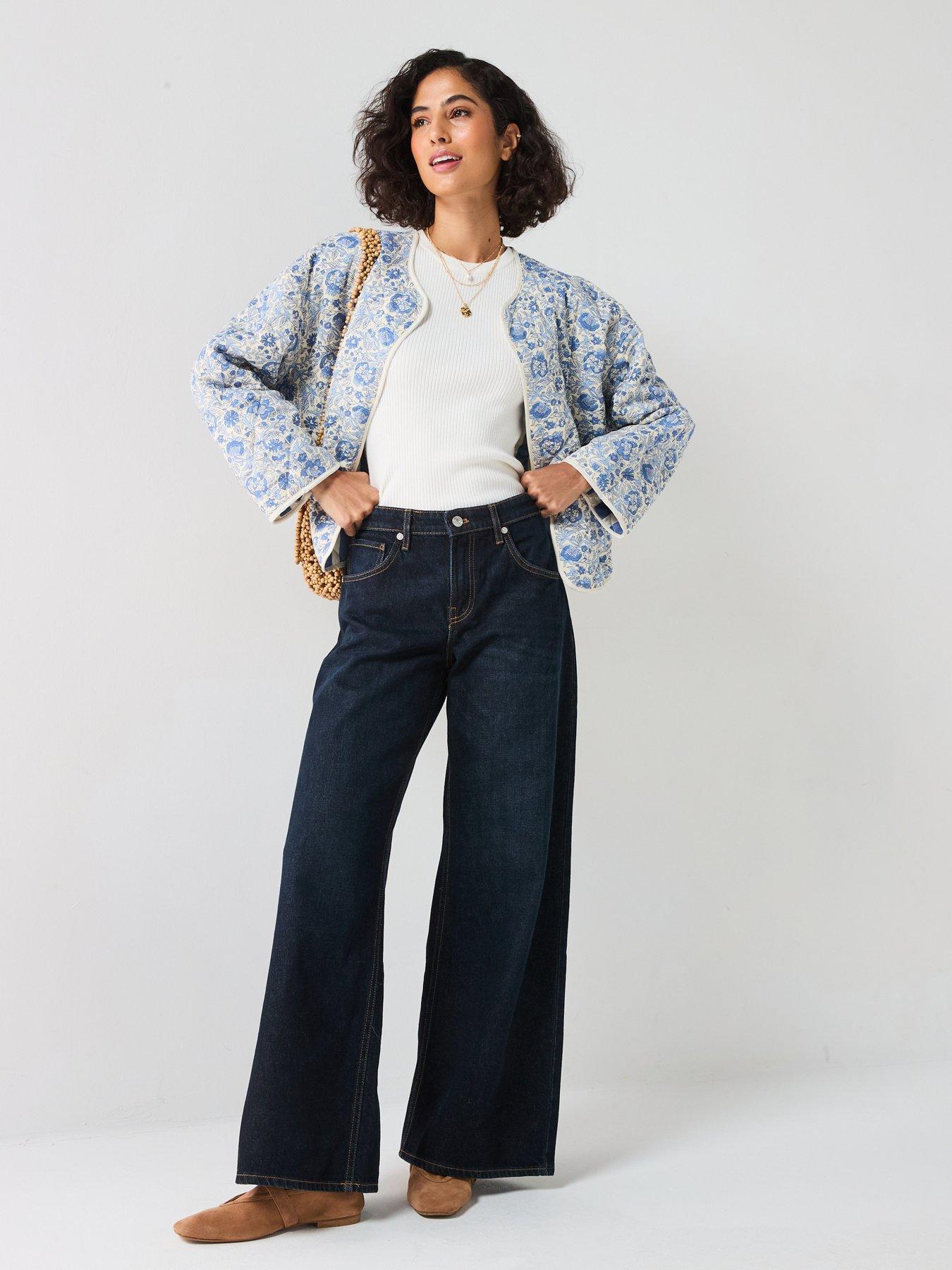  image of river-island-reversible-floralstripe-jacket-blue