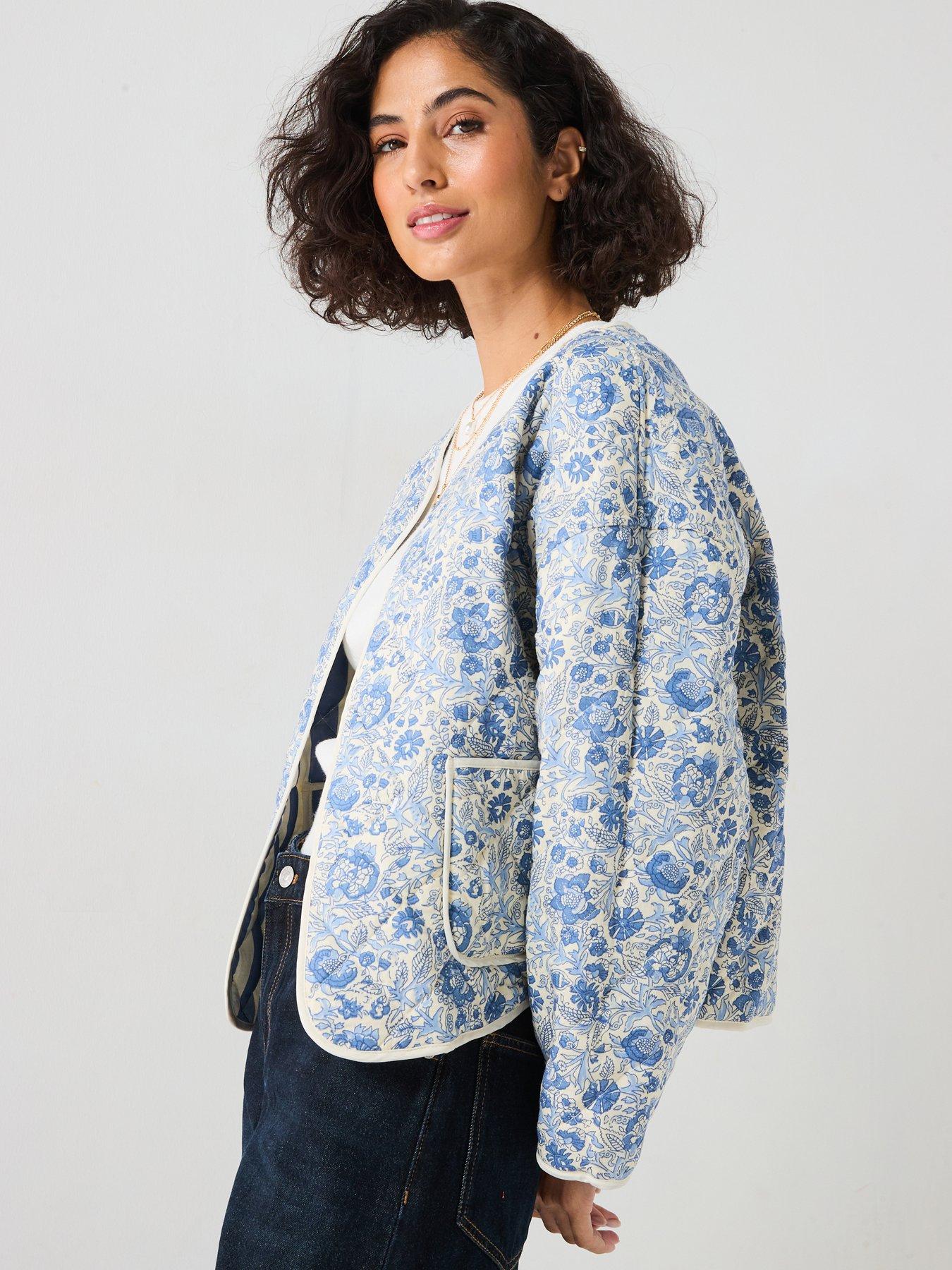  image of river-island-reversible-floralstripe-jacket-blue