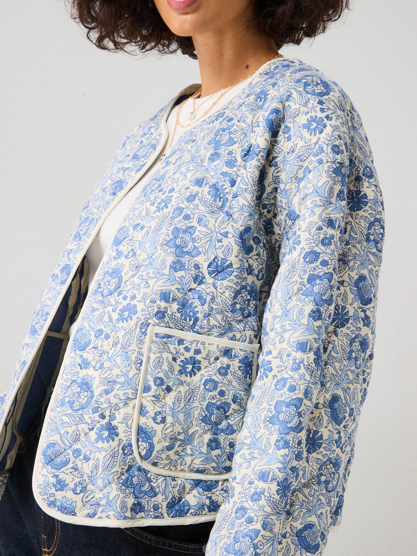  image of river-island-reversible-floralstripe-jacket-blue