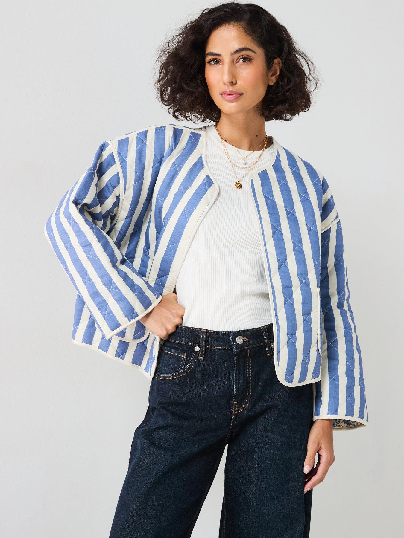  image of river-island-reversible-floralstripe-jacket-blue