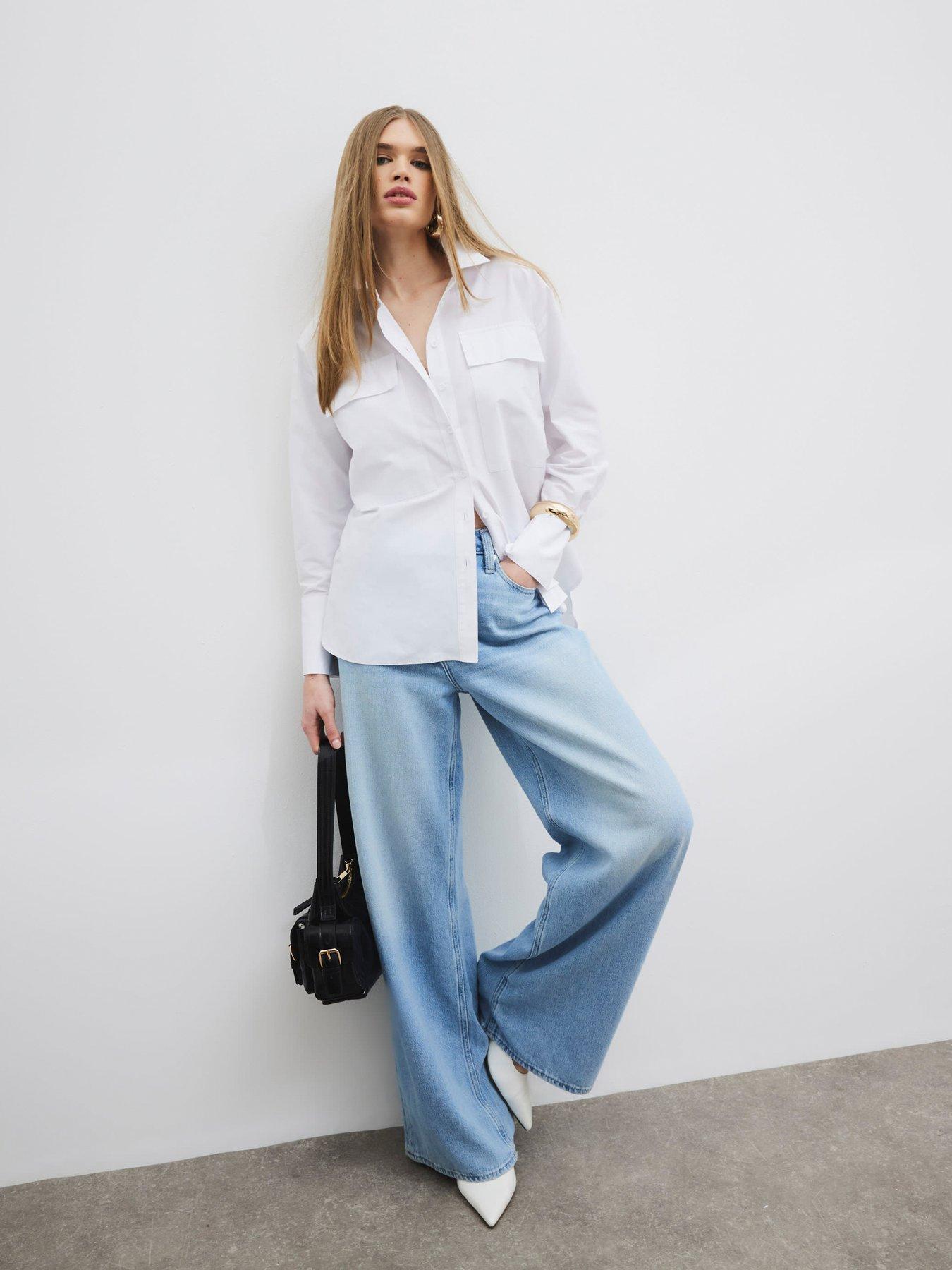 undefined Pocket Detail Oversized Shirt - White