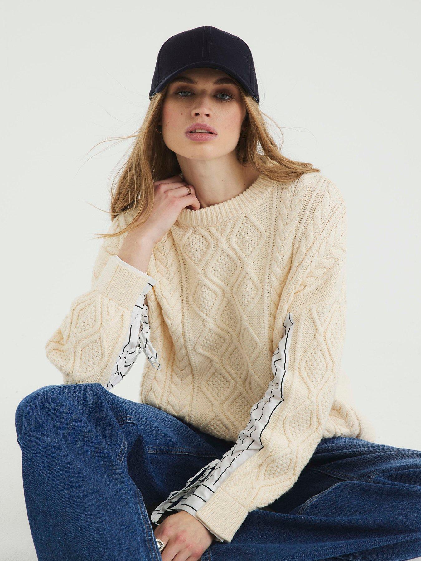  image of river-island-hybrid-jumper-cream
