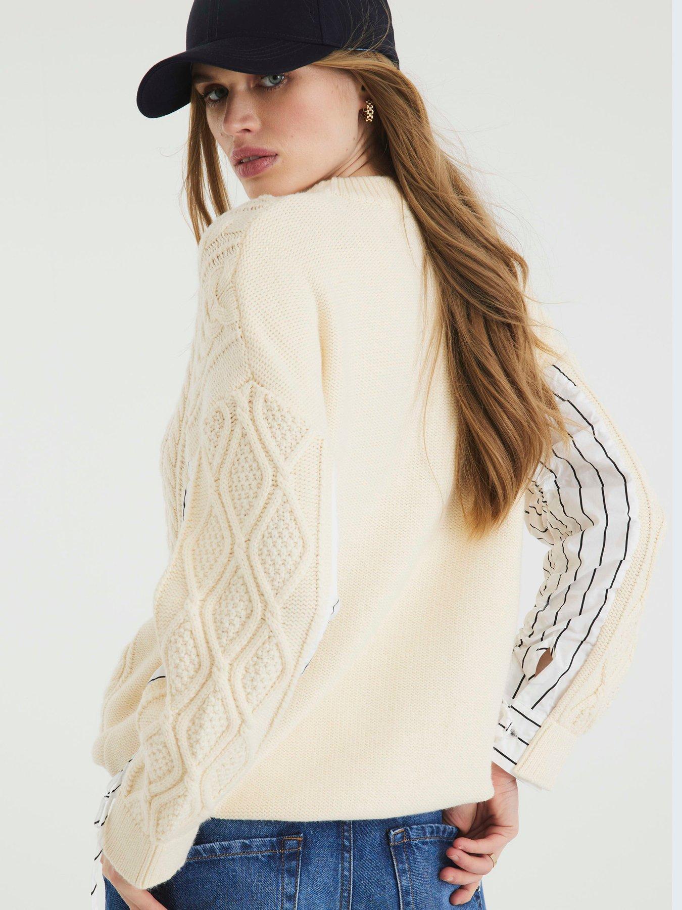  image of river-island-hybrid-jumper-cream