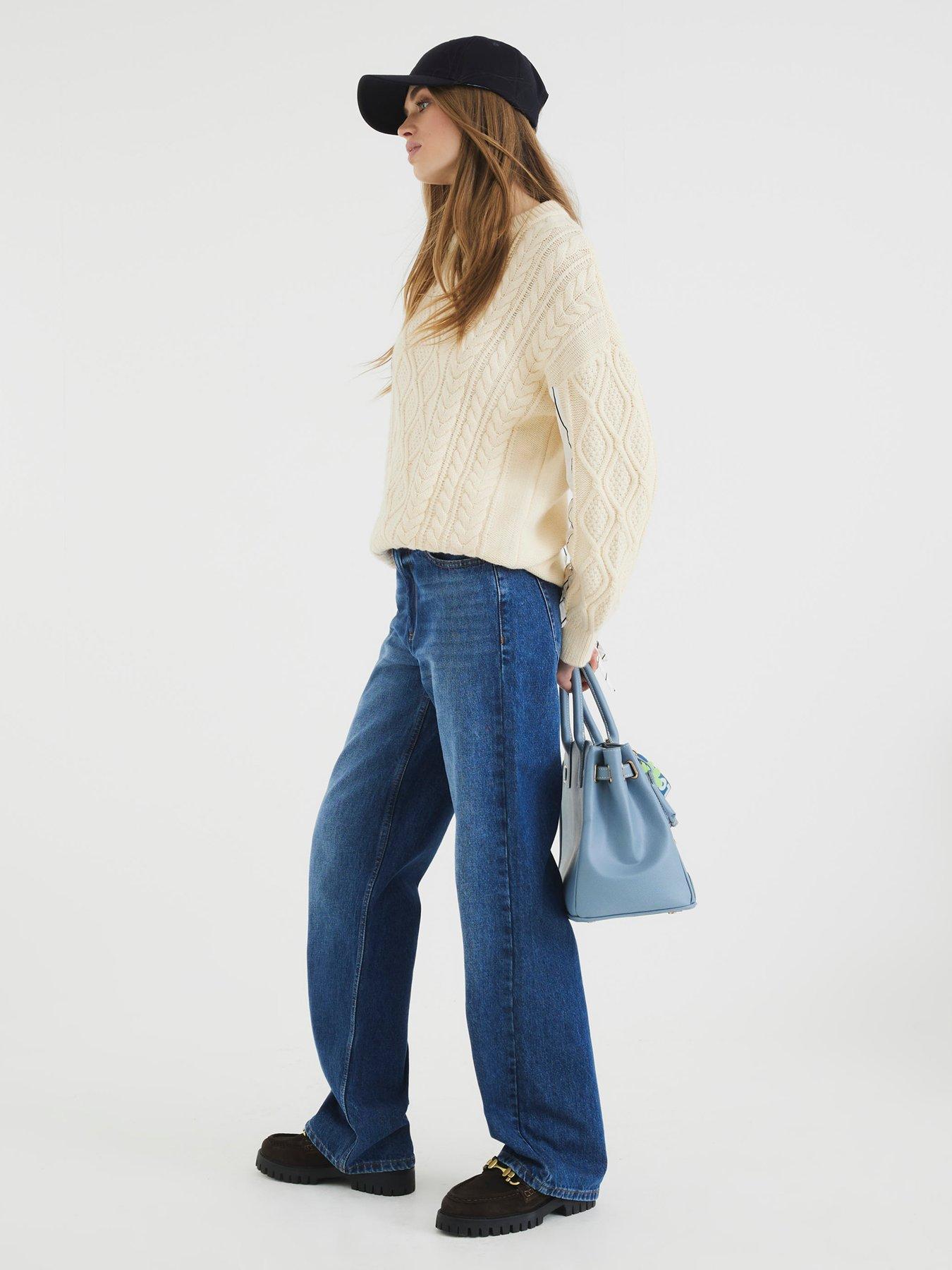  image of river-island-hybrid-jumper-cream