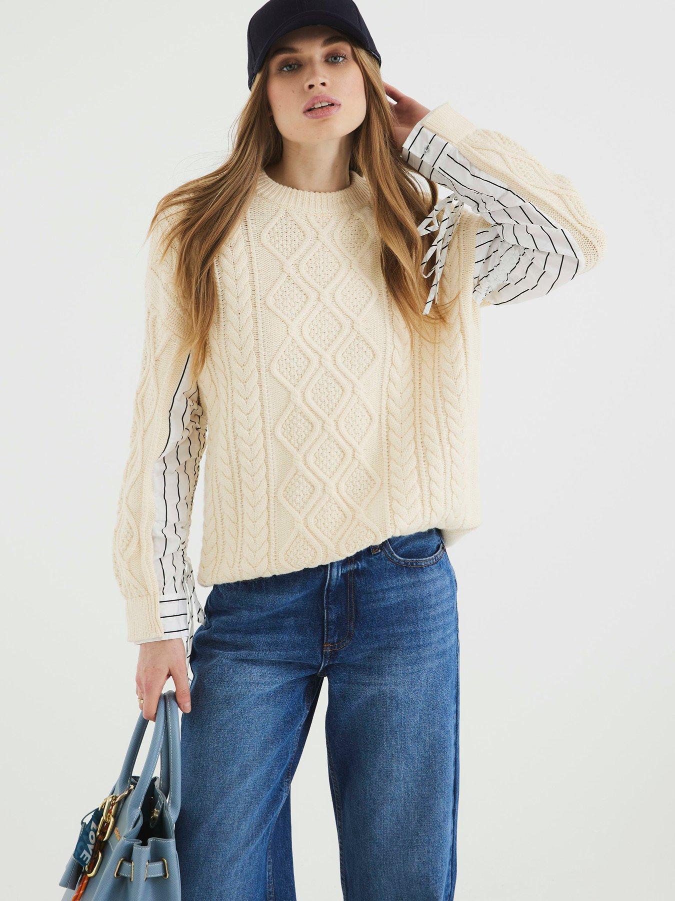  image of river-island-hybrid-jumper-cream