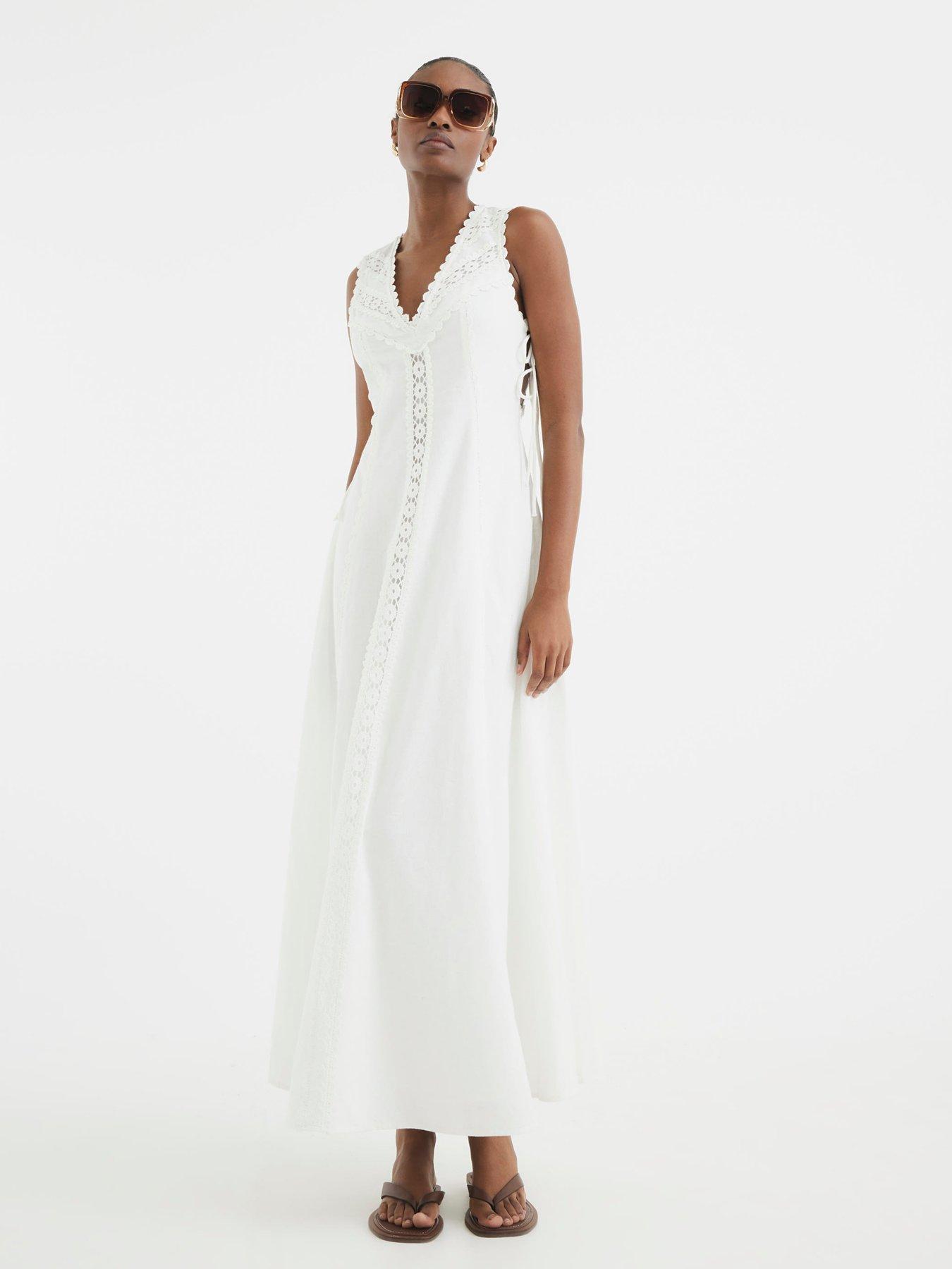 River Island Lace Insert Dress - White
