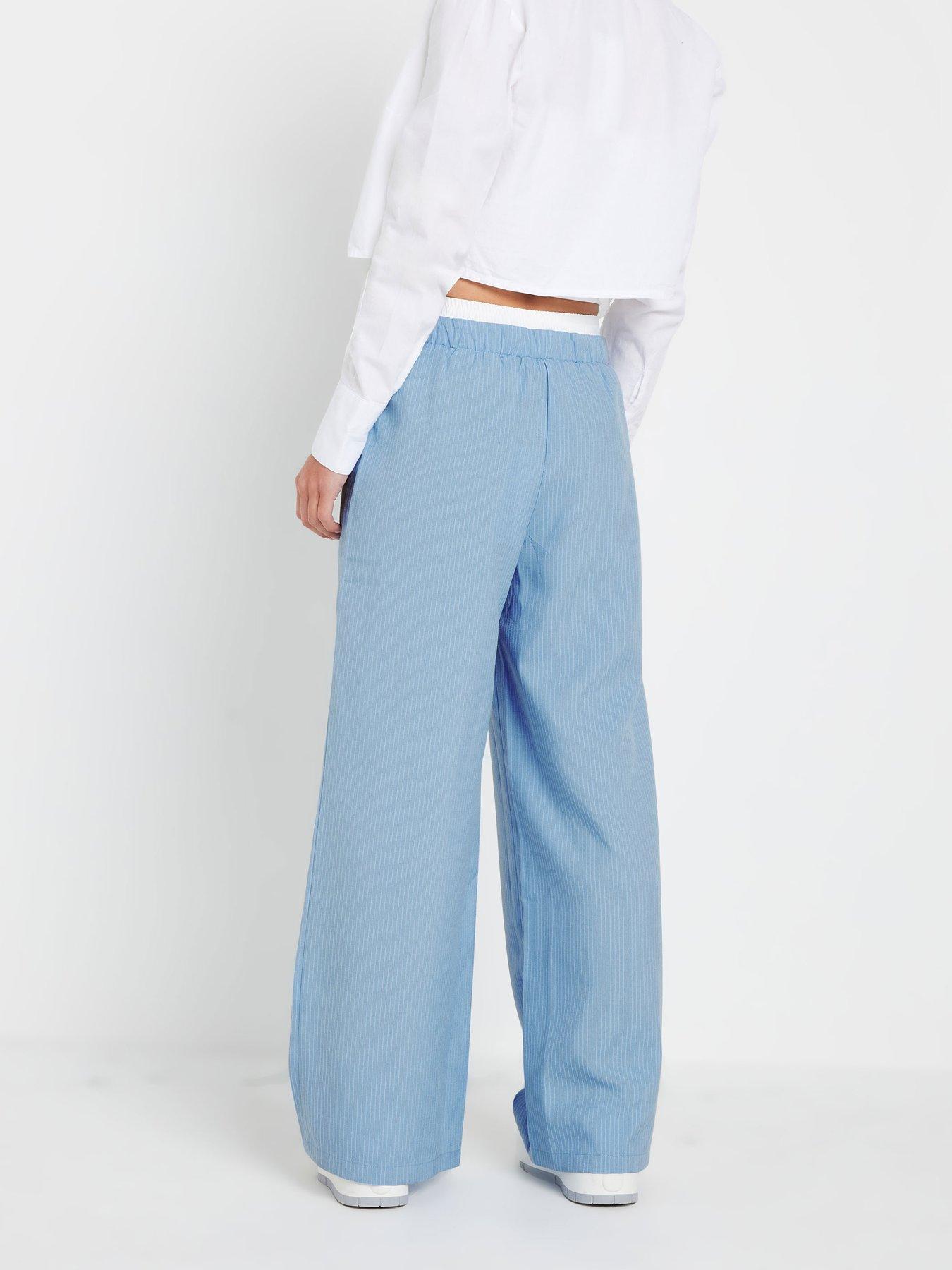  image of pixiegirl-petite-pinstripe-wide-leg-trousers-blue