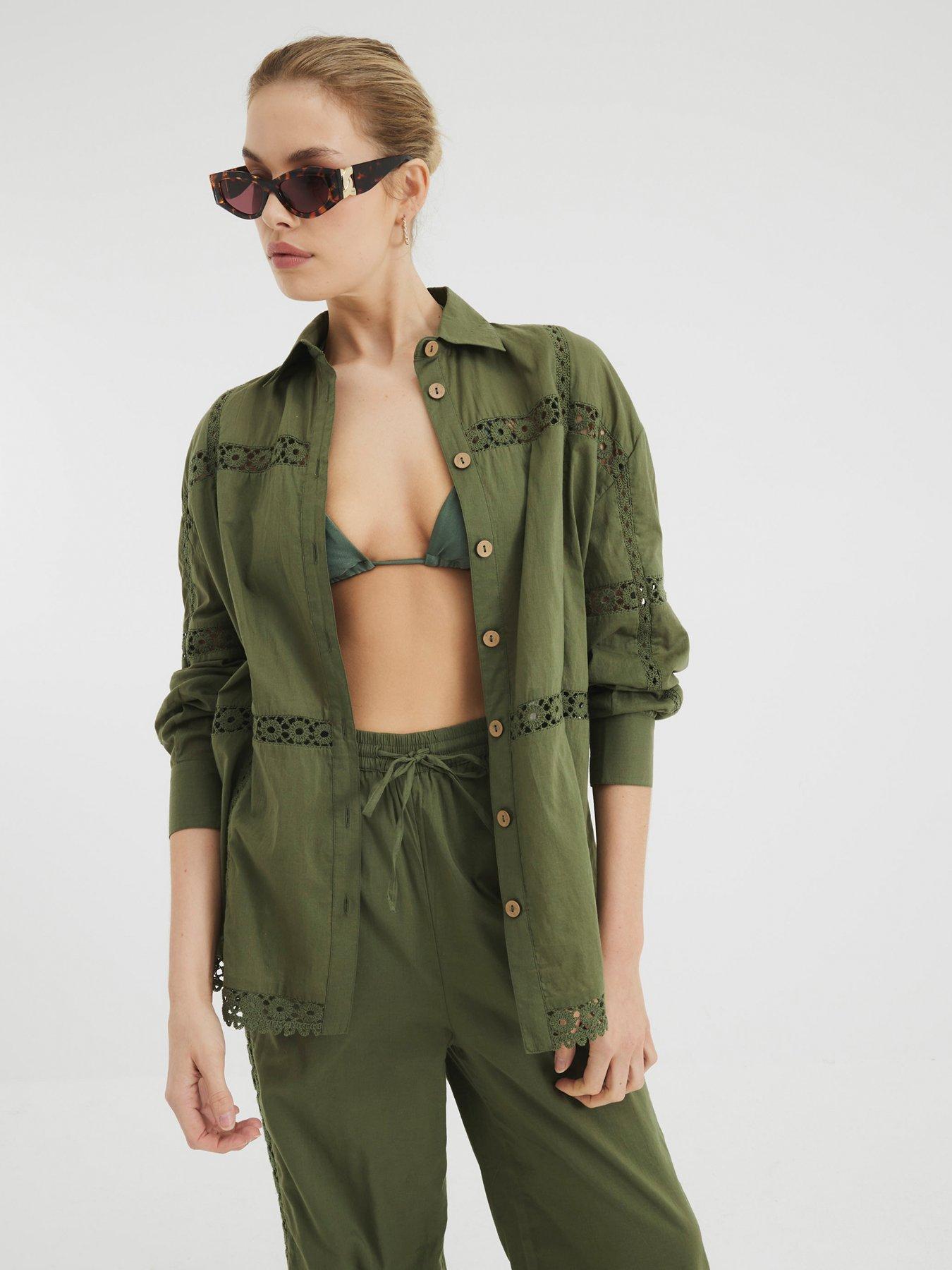 River Island Lace Insert Shirt - Green