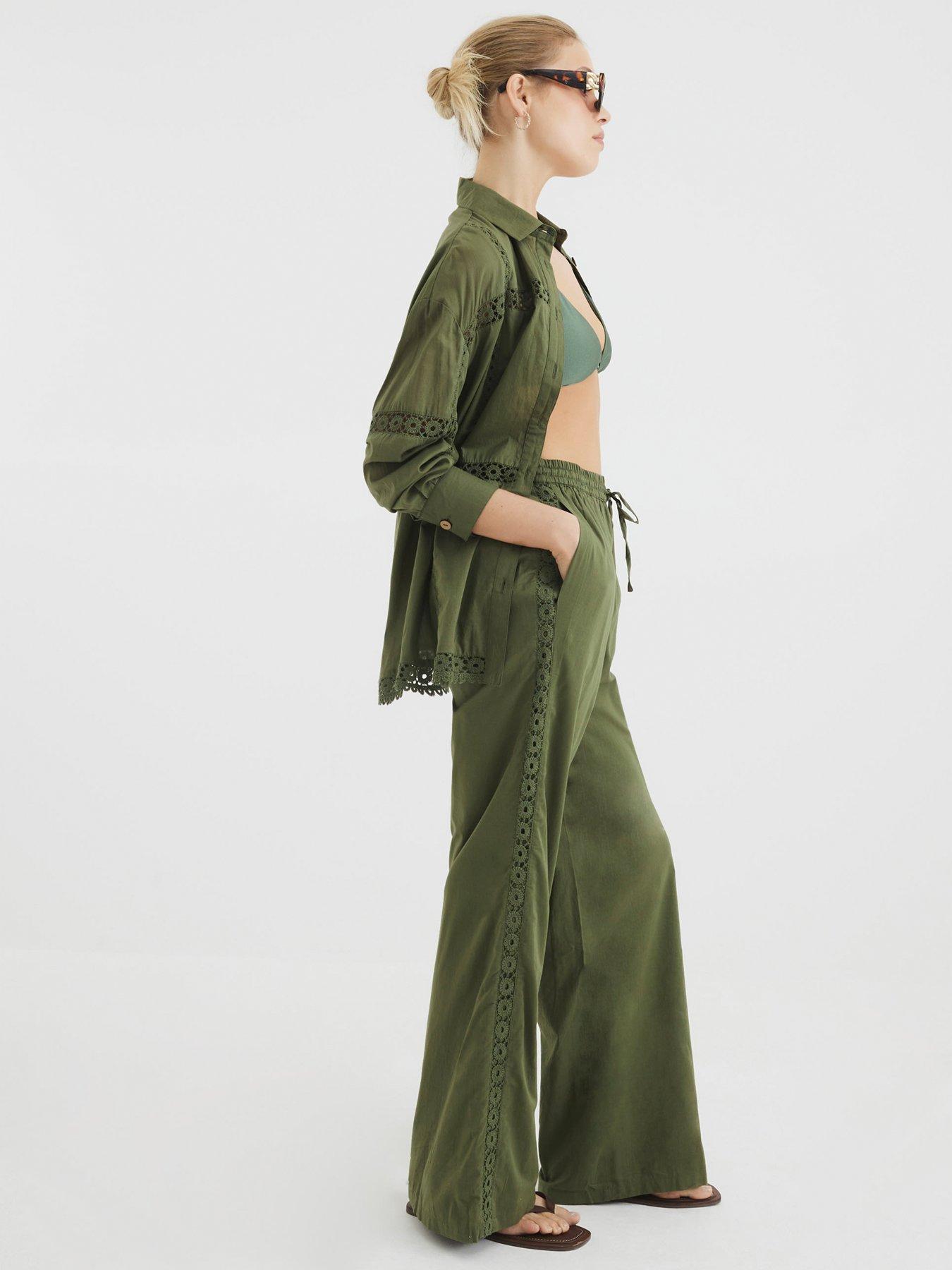 stillFront image of river-island-lace-insert-shirt-green