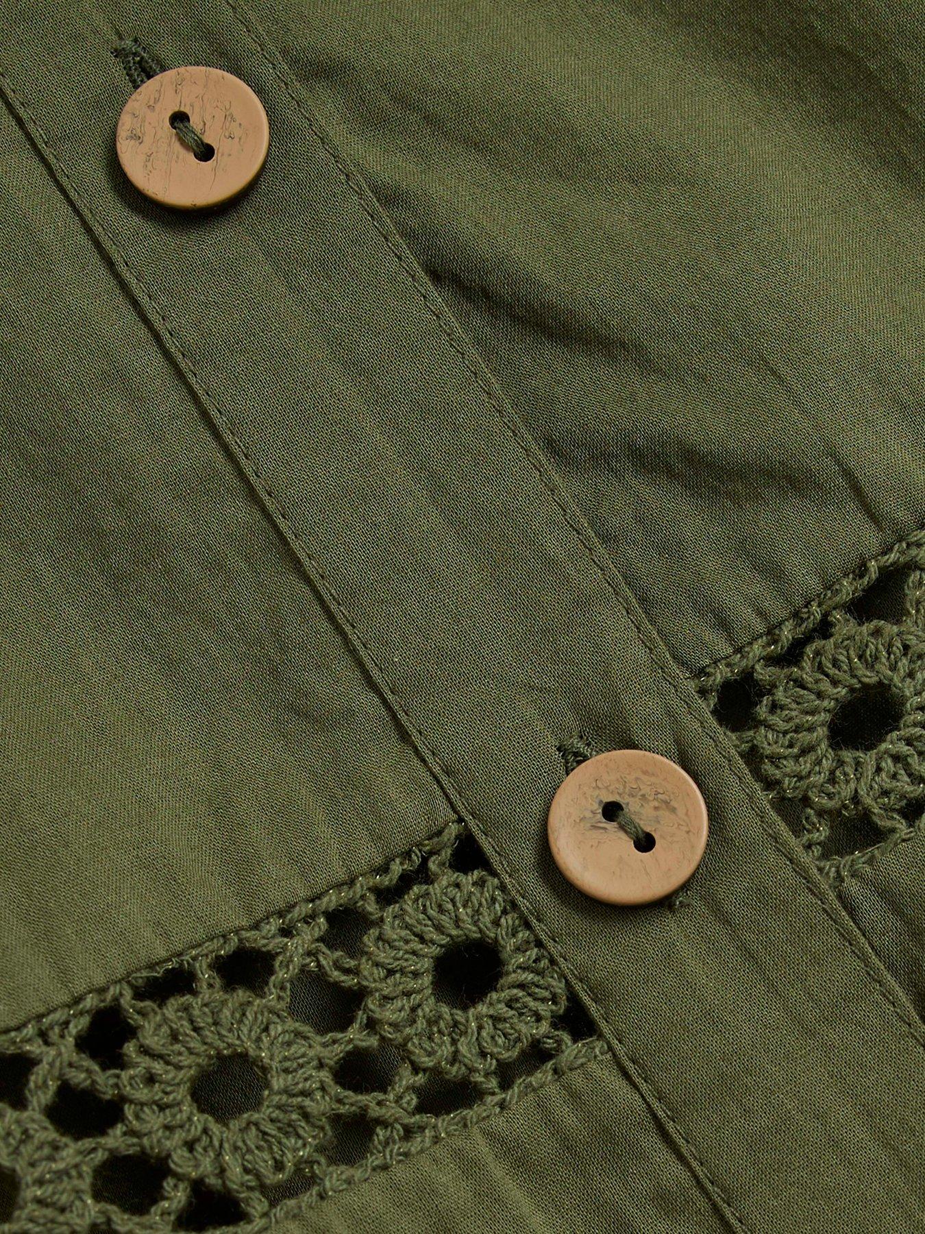  image of river-island-lace-insert-shirt-green