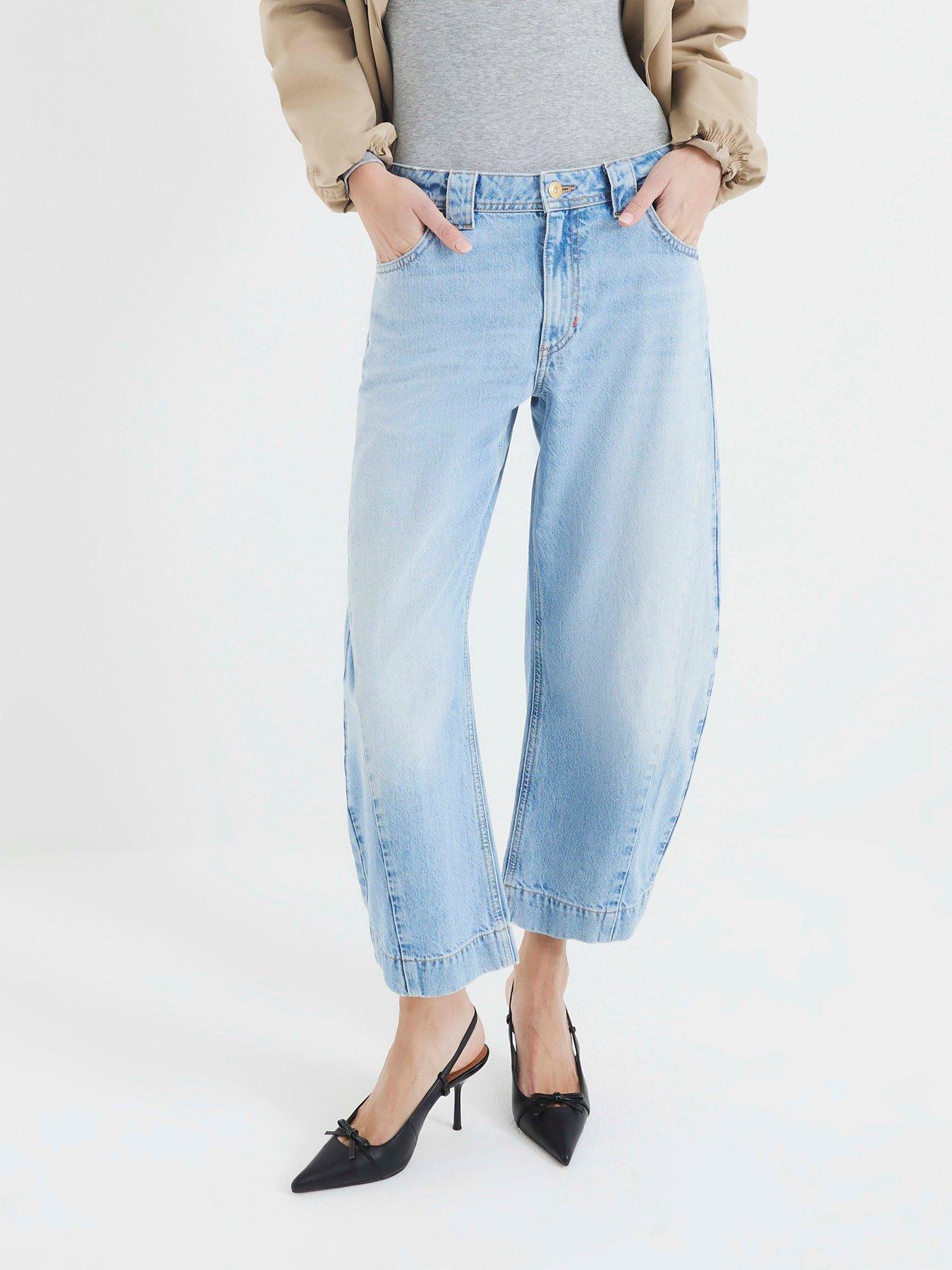 River Island Seam Detail Barrel Jeans - Light Blue
