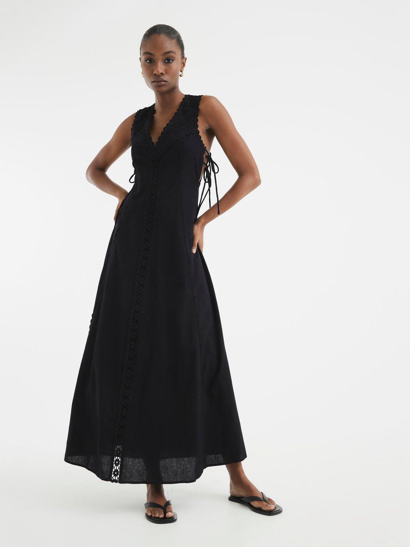 undefined Lace Insert Dress - Black