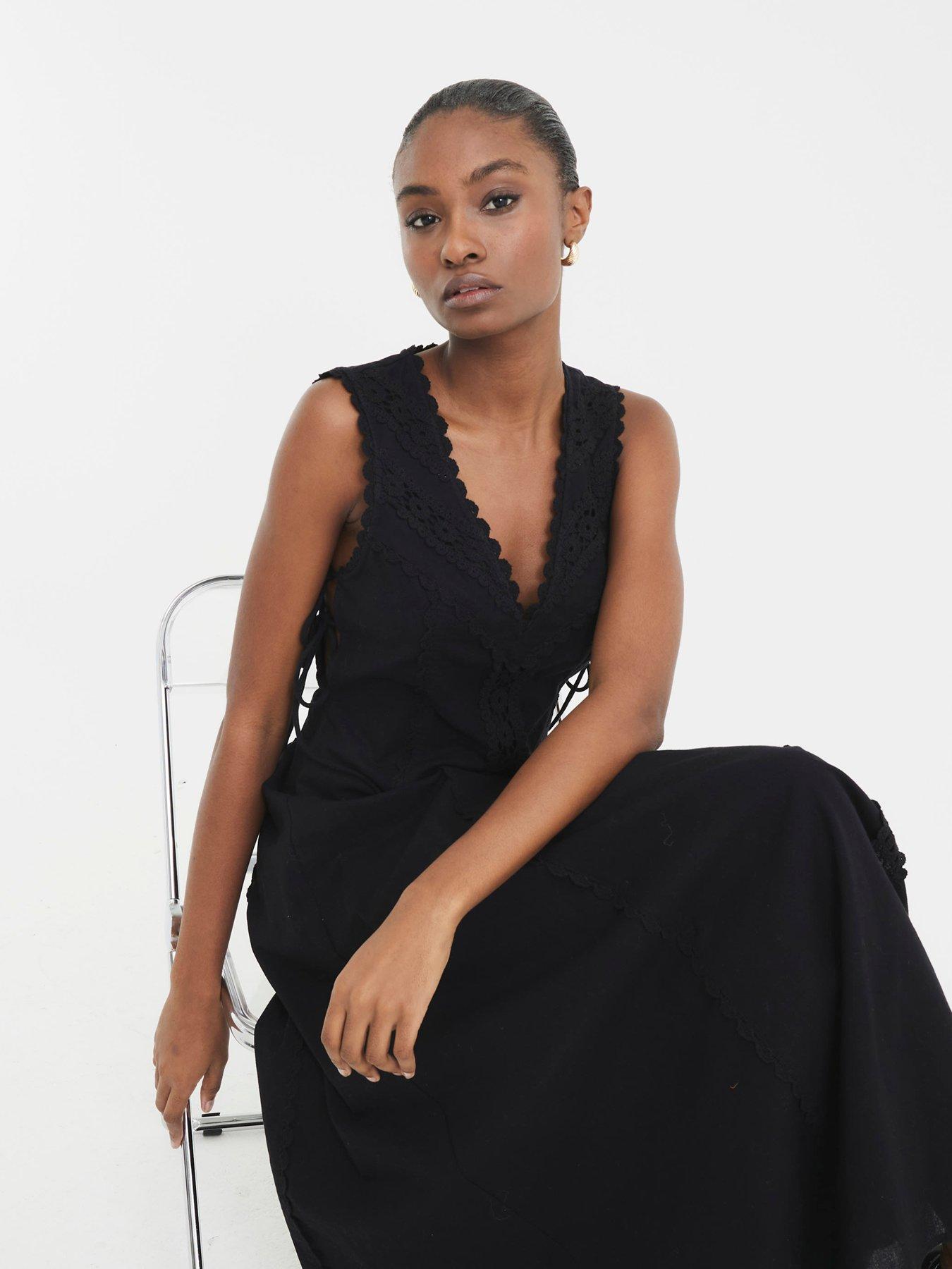  image of river-island-lace-insert-dress-black