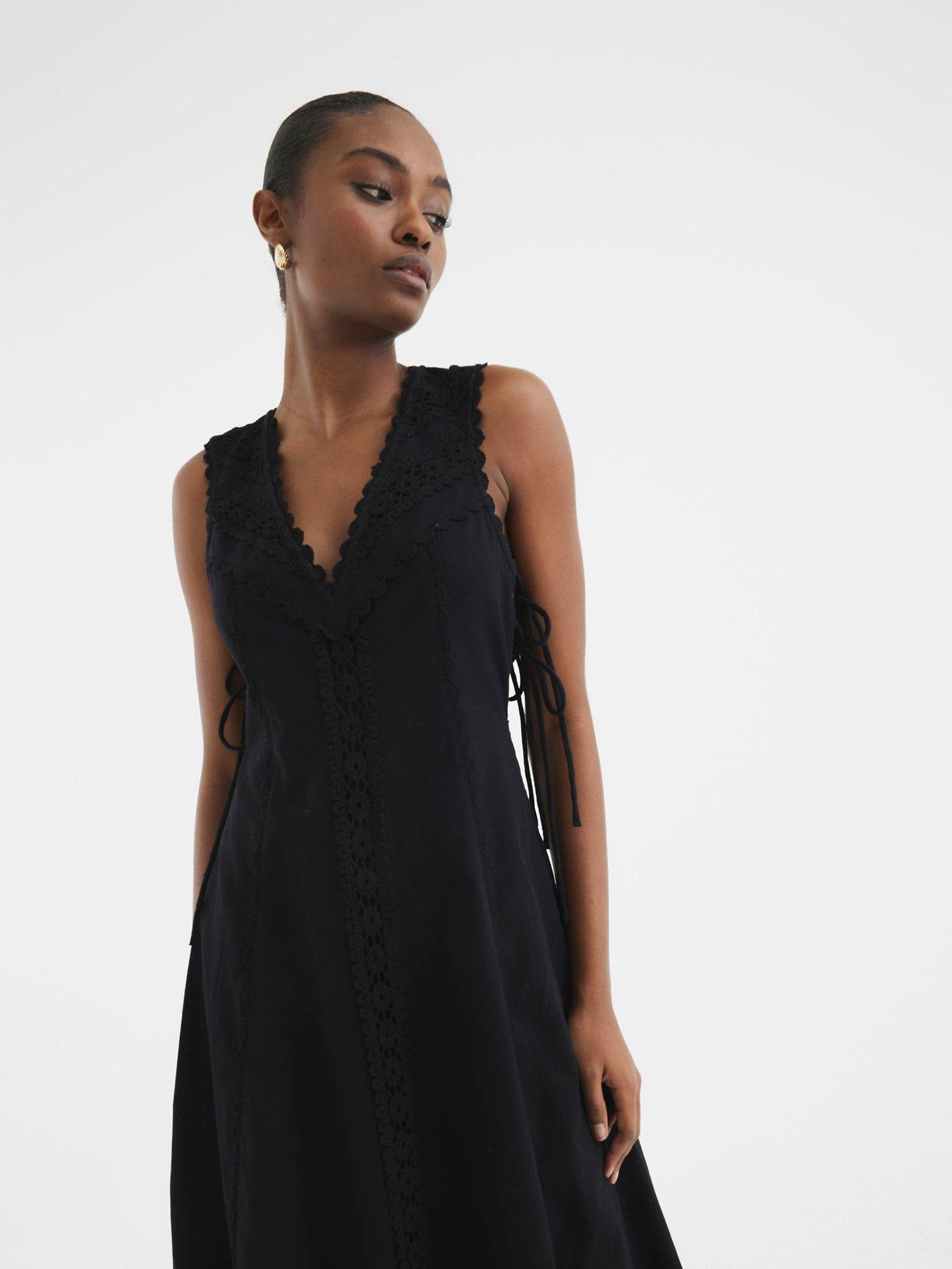  image of river-island-lace-insert-dress-black