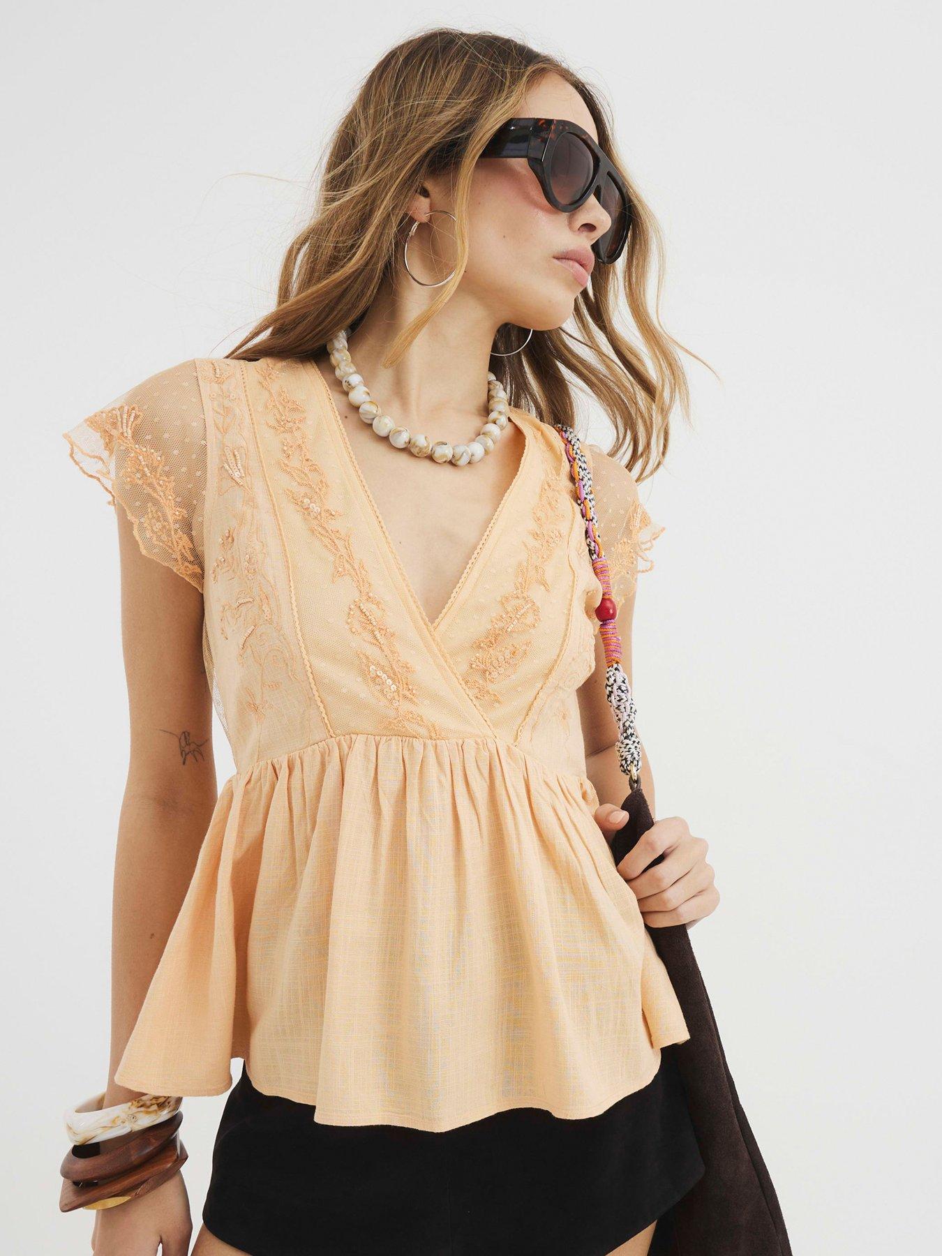  image of river-island-floral-embellished-top-orange