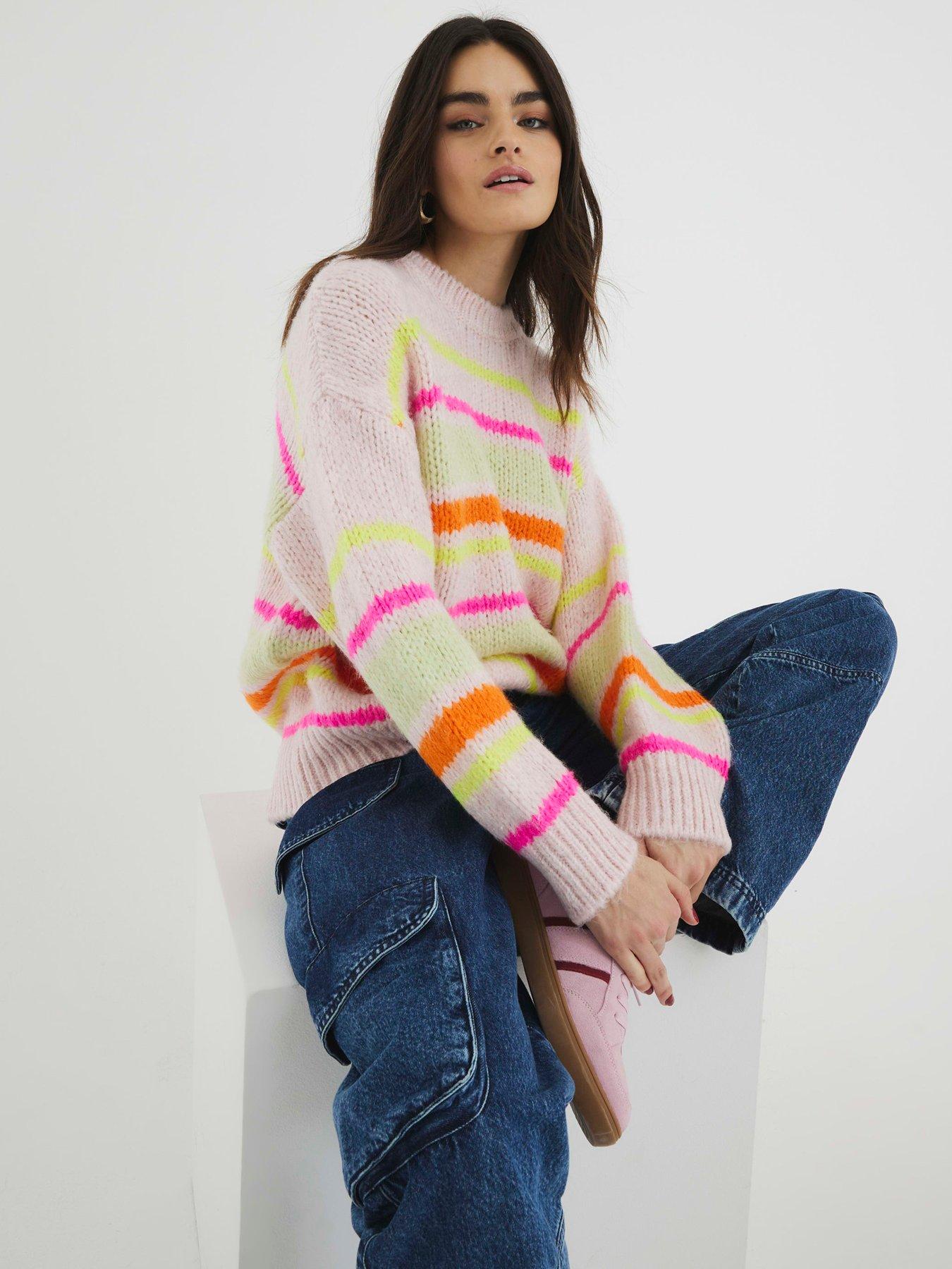  image of river-island-stripe-jumper-pink