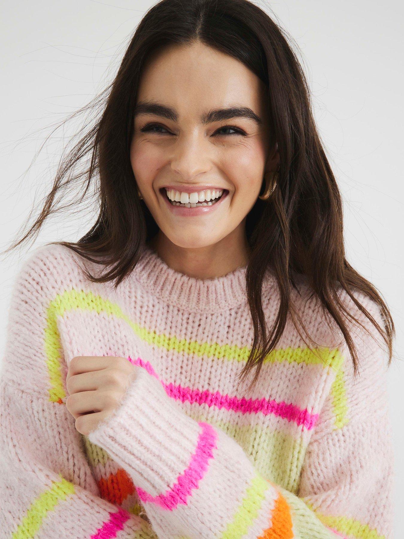  image of river-island-stripe-jumper-pink