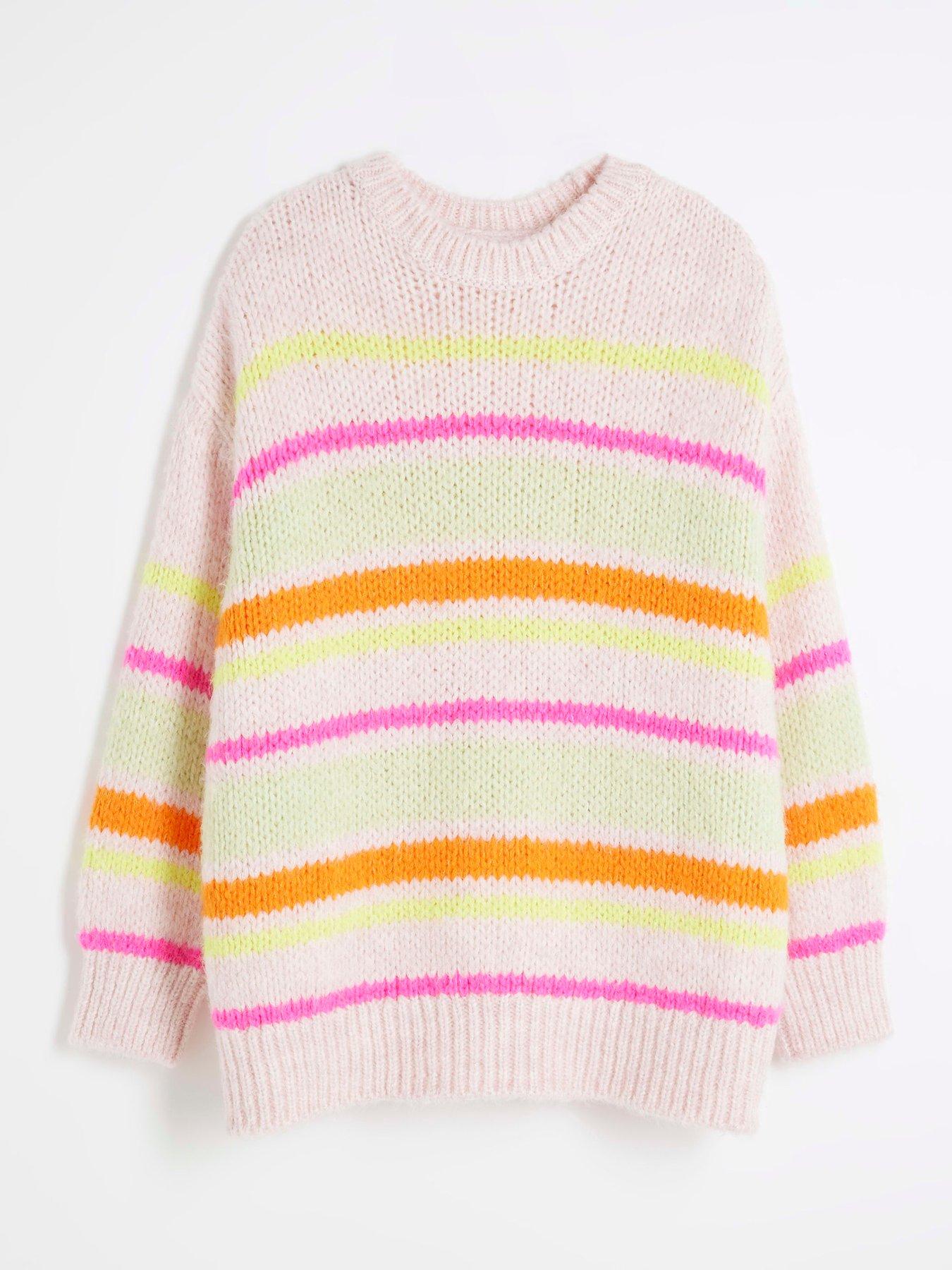  image of river-island-stripe-jumper-pink