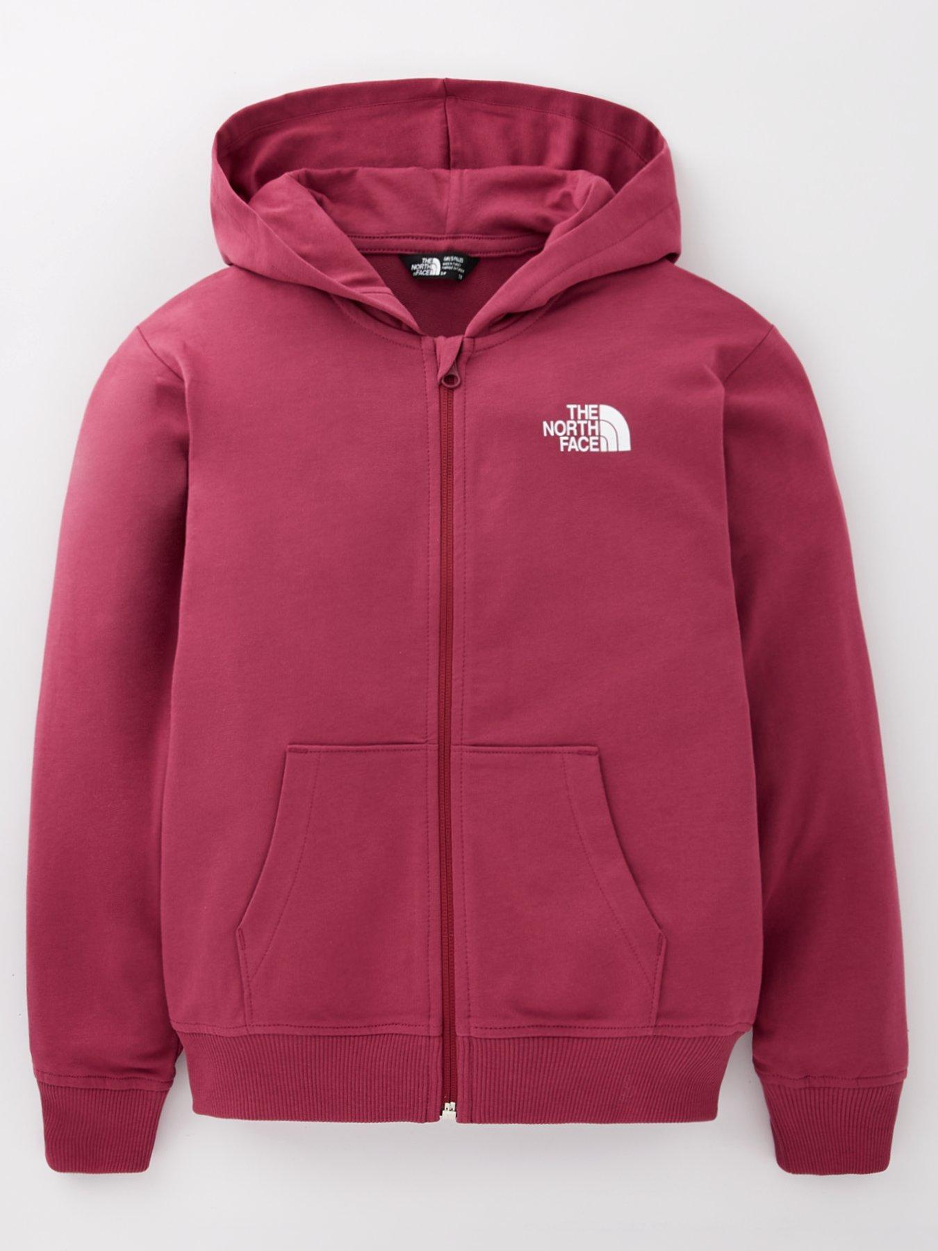 the-north-face-girls-full-zip-oversize-light-hoodie-red