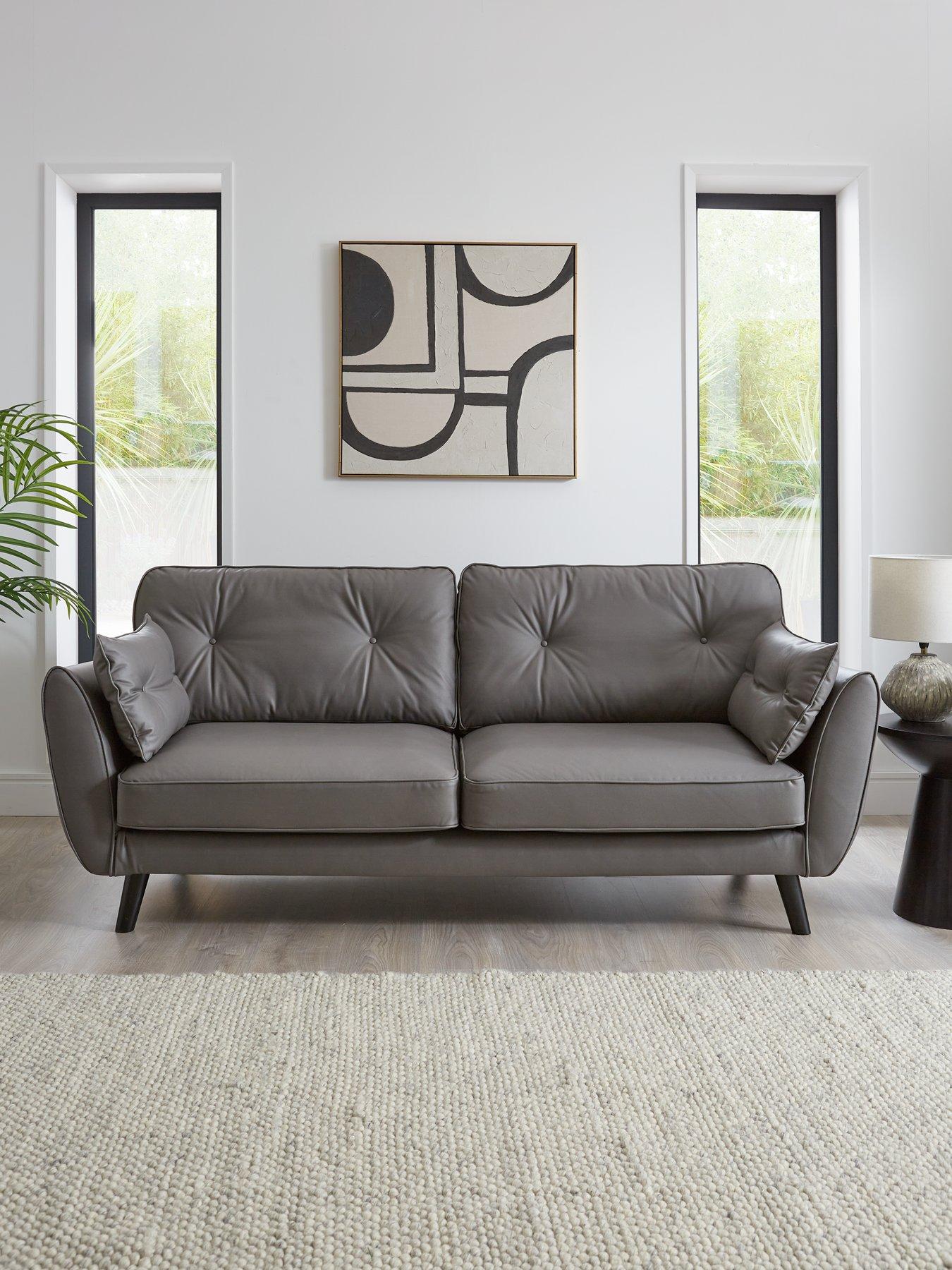 Very Home Paulo Faux Leather 3 Seater Standard Back Sofa - FSC® Certified