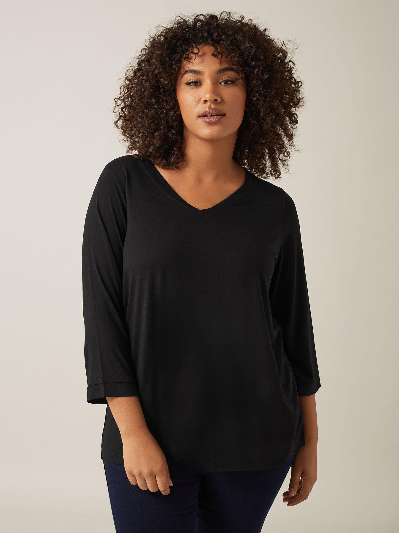 evans-34-sleeve-v-neck-modal-t-shirt-black